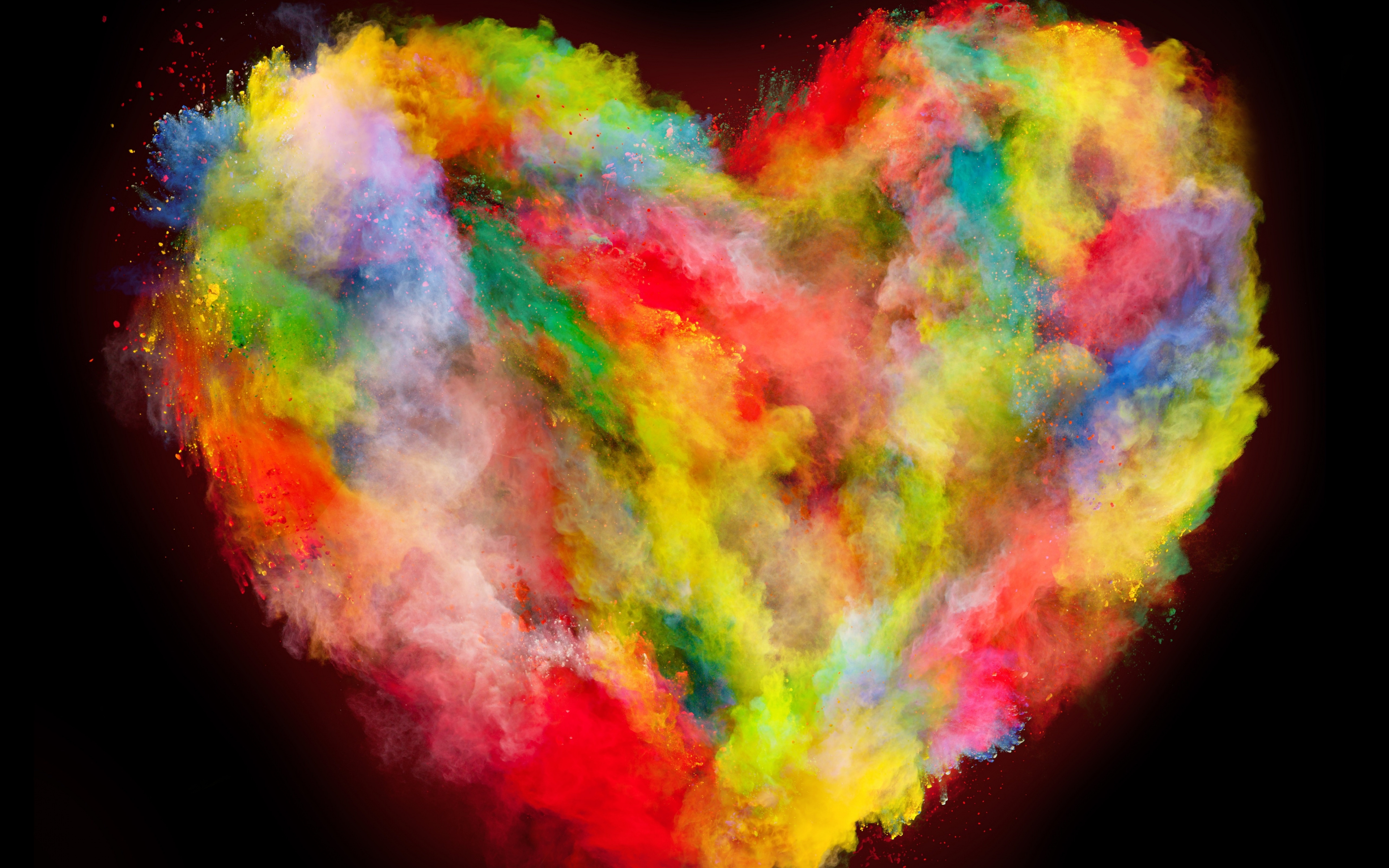 Heart, Colorful, Color Explosion, Wallpaper - Explosion Powder Colored Heart - HD Wallpaper 