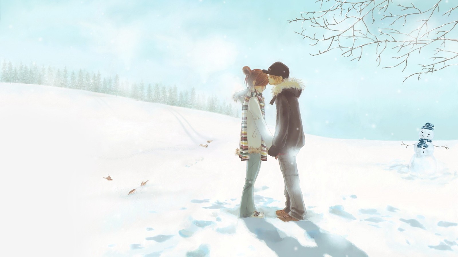 Cute Anime Couple Wallpaper - HD Wallpaper 
