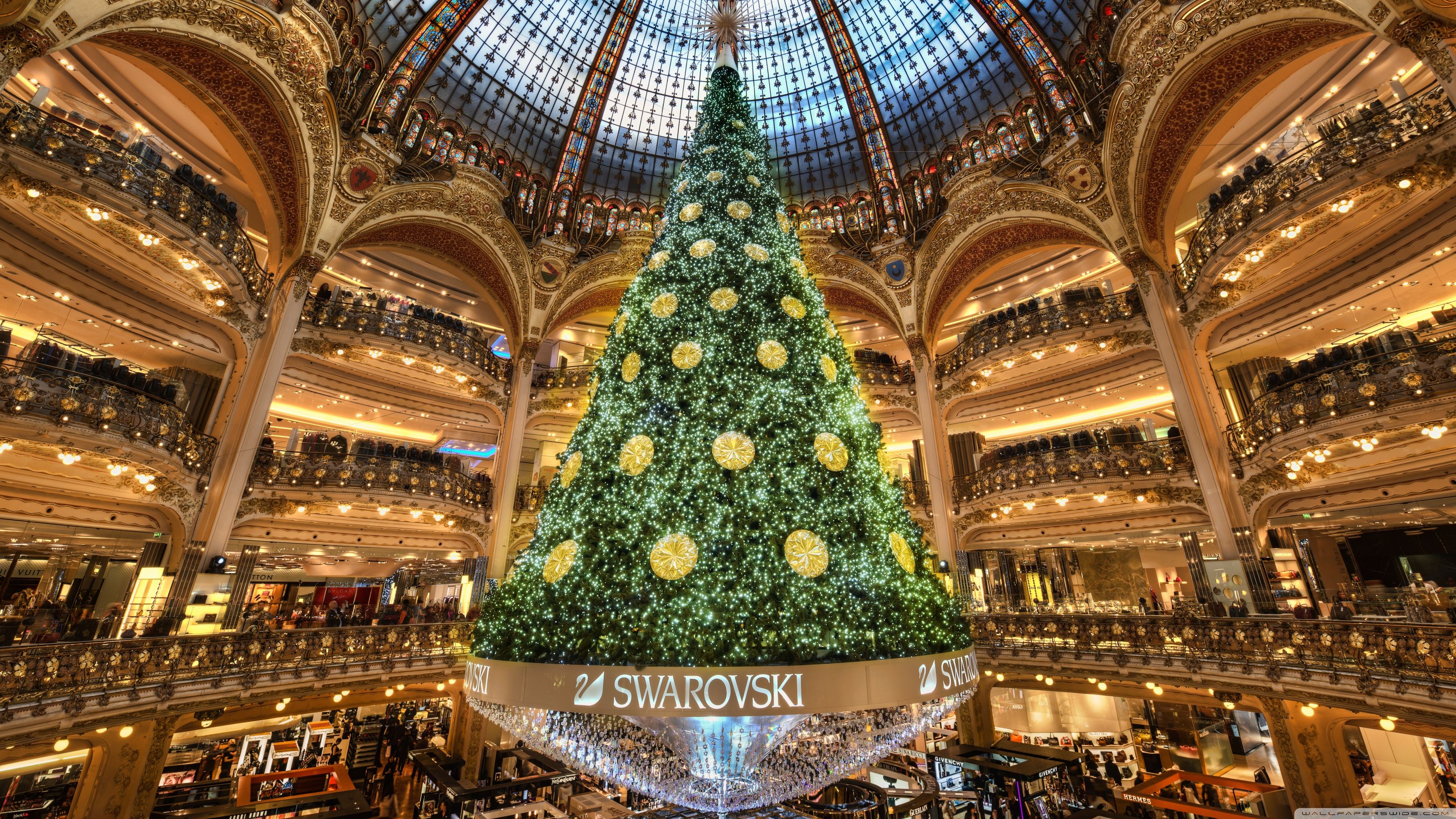 Christmas Tree In Paris ❤ 4k Hd Desktop Wallpaper For - Biggest Christmas Tree Inside - HD Wallpaper 