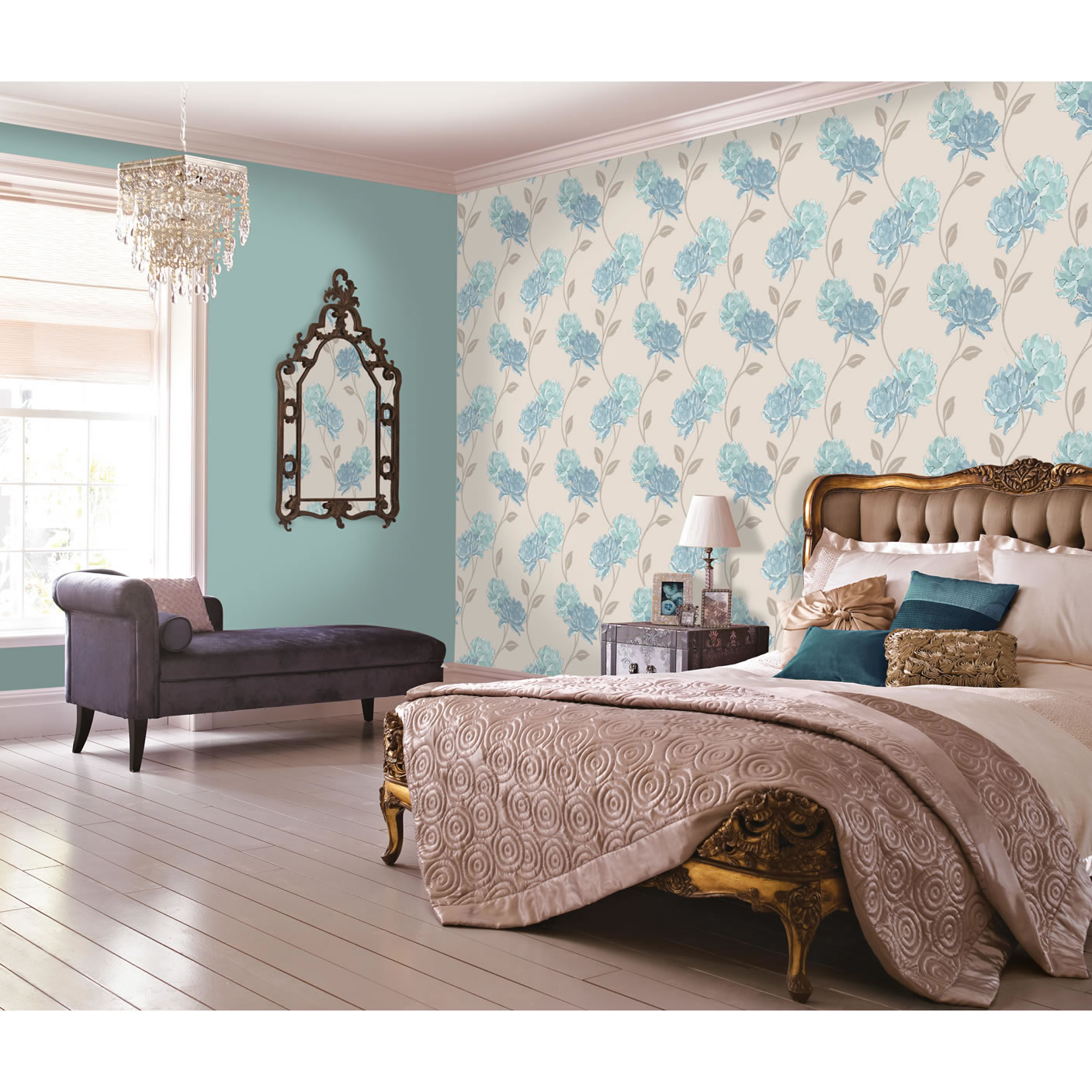 Dulux Peony Teal Wallpaper 10m Roll Next Day Delivery - Dulux Satin Bow And Dusted Fondant - HD Wallpaper 