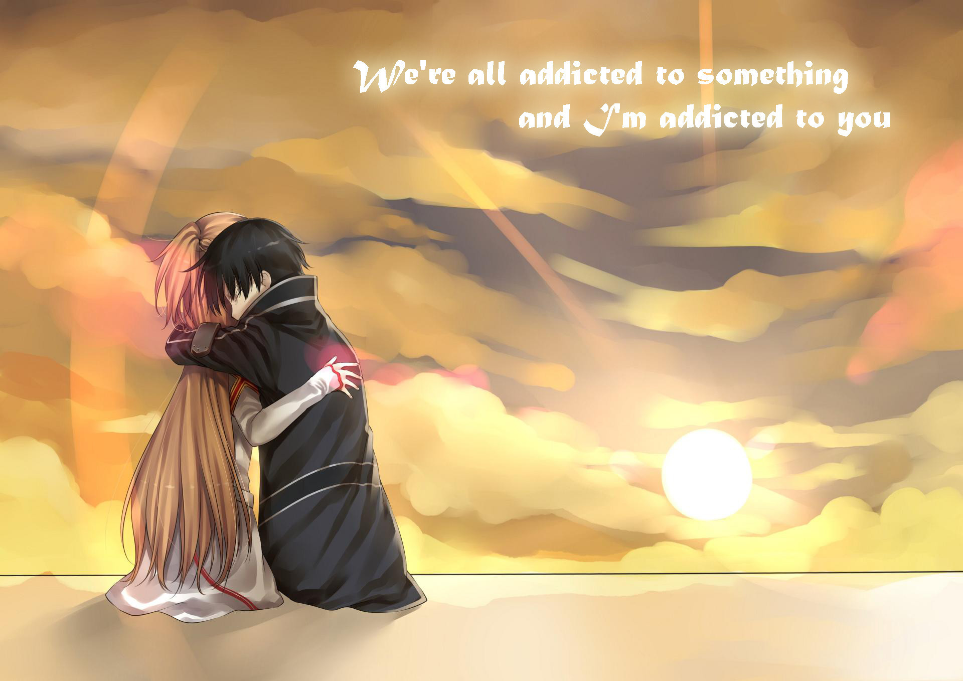 Romantic Couples Anime Wallpapers Love - Sword Art Online Hug - HD Wallpaper 
