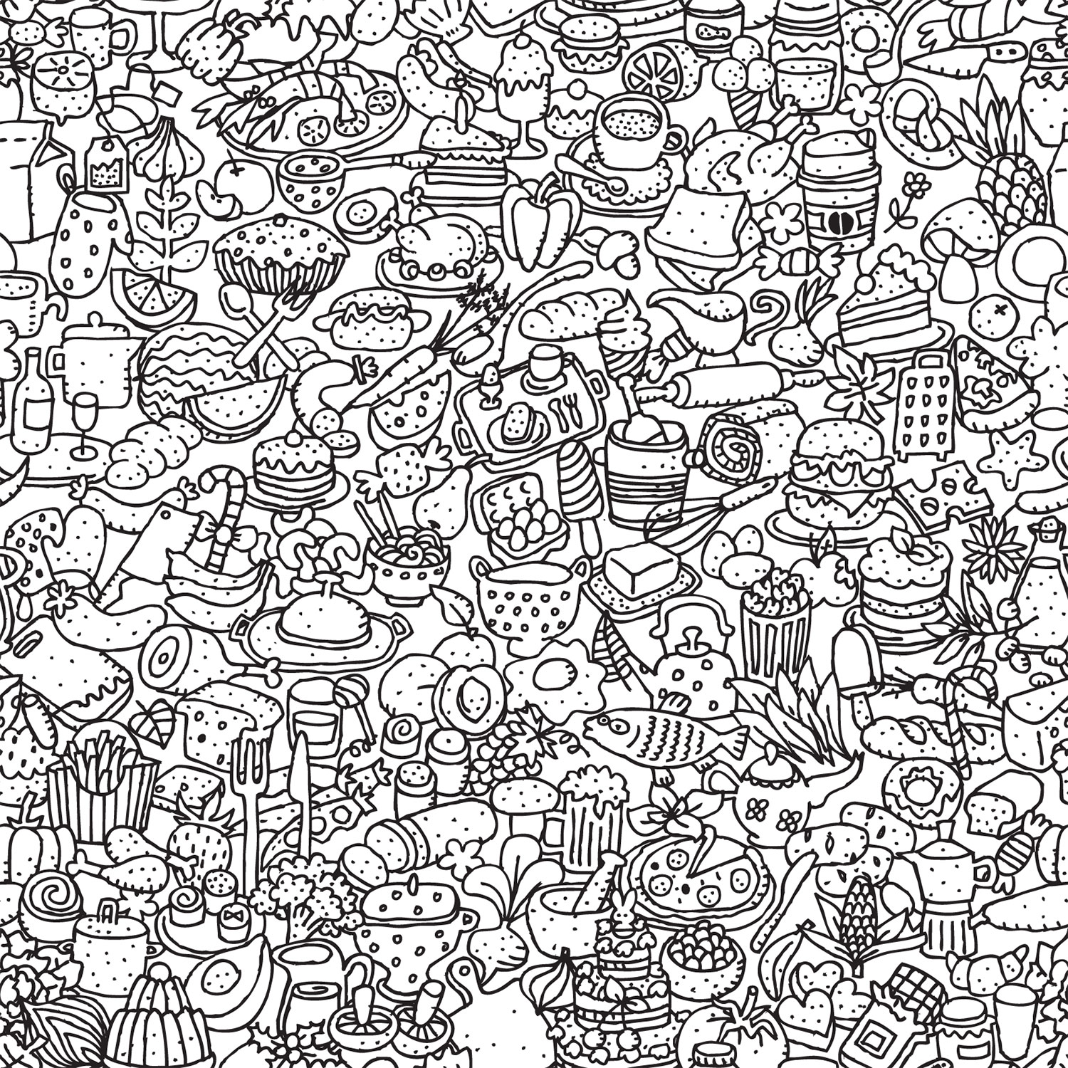 Food Doodle - Free Food Pattern Illustrations - 1500x1500 Wallpaper -  