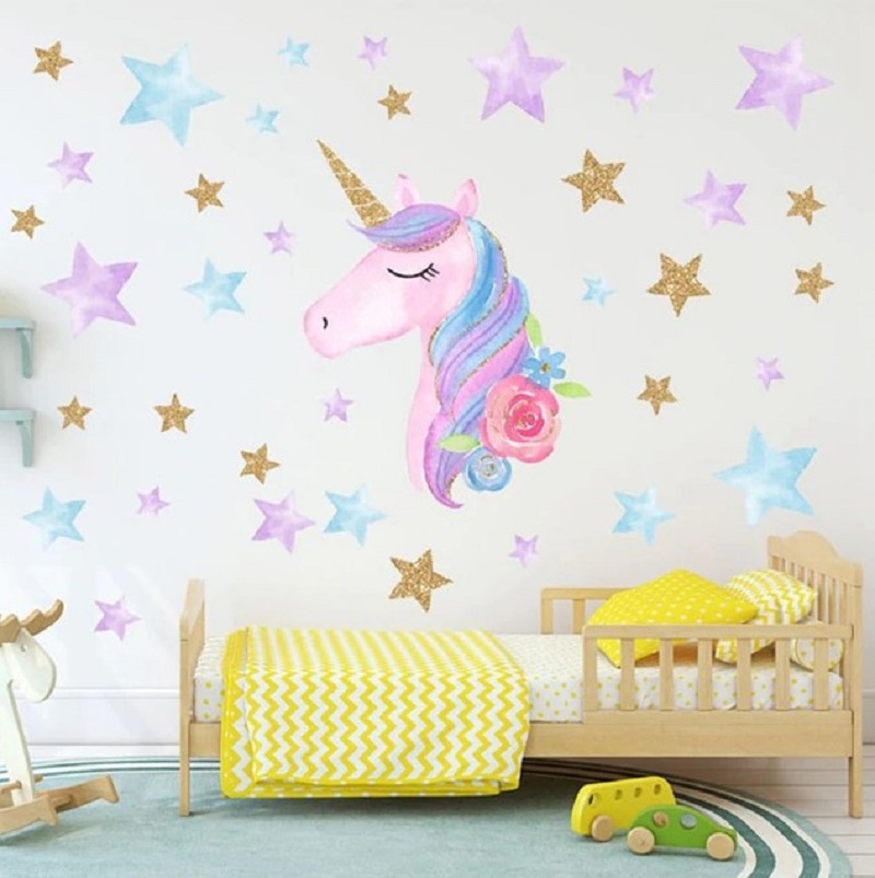 Wallpaper Dinding Unicorn - Wall Decals For Kids - HD Wallpaper 