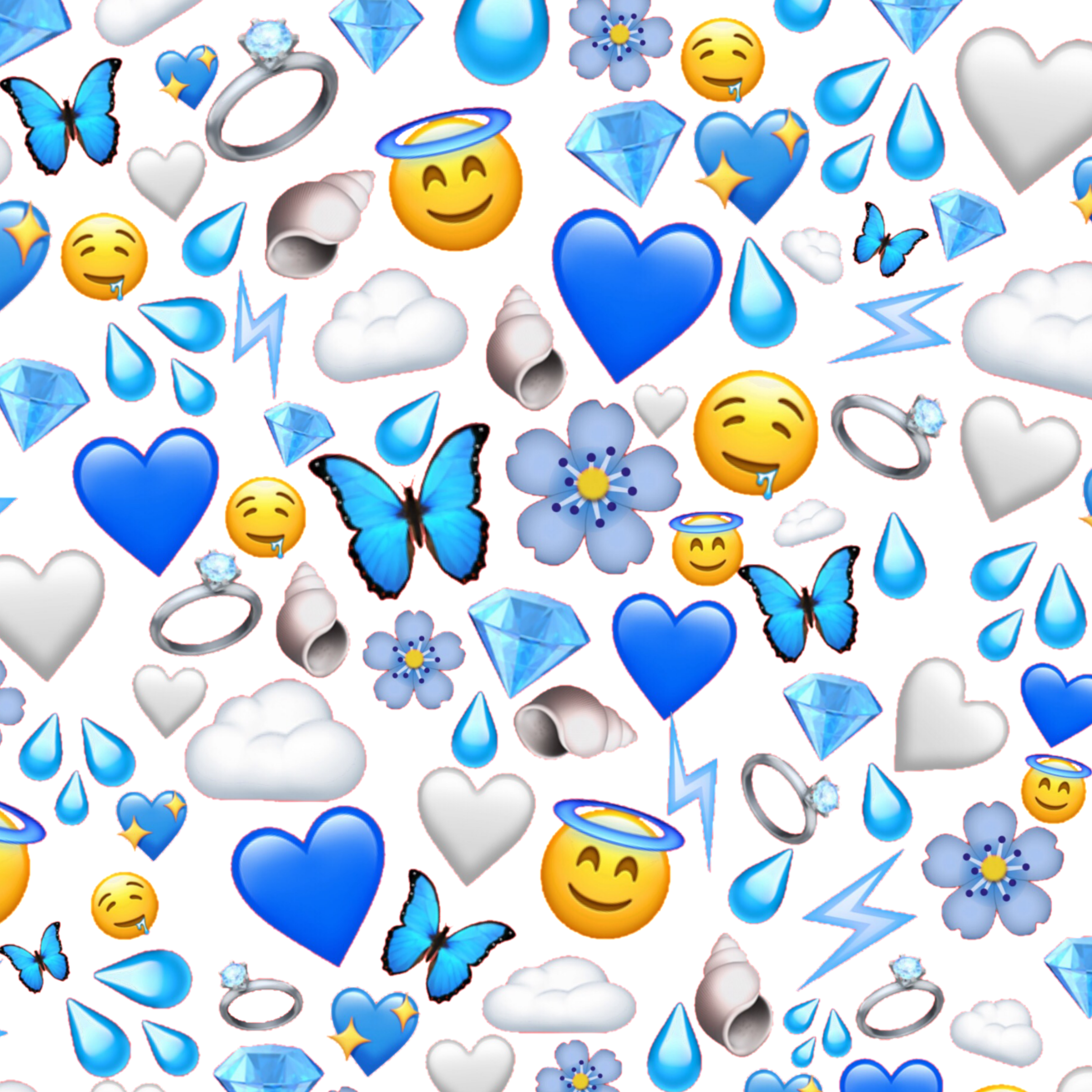 #blue #wallpaper #bluewallpaper #clouds #cloud #emojis - Blue Emoji Background - HD Wallpaper 