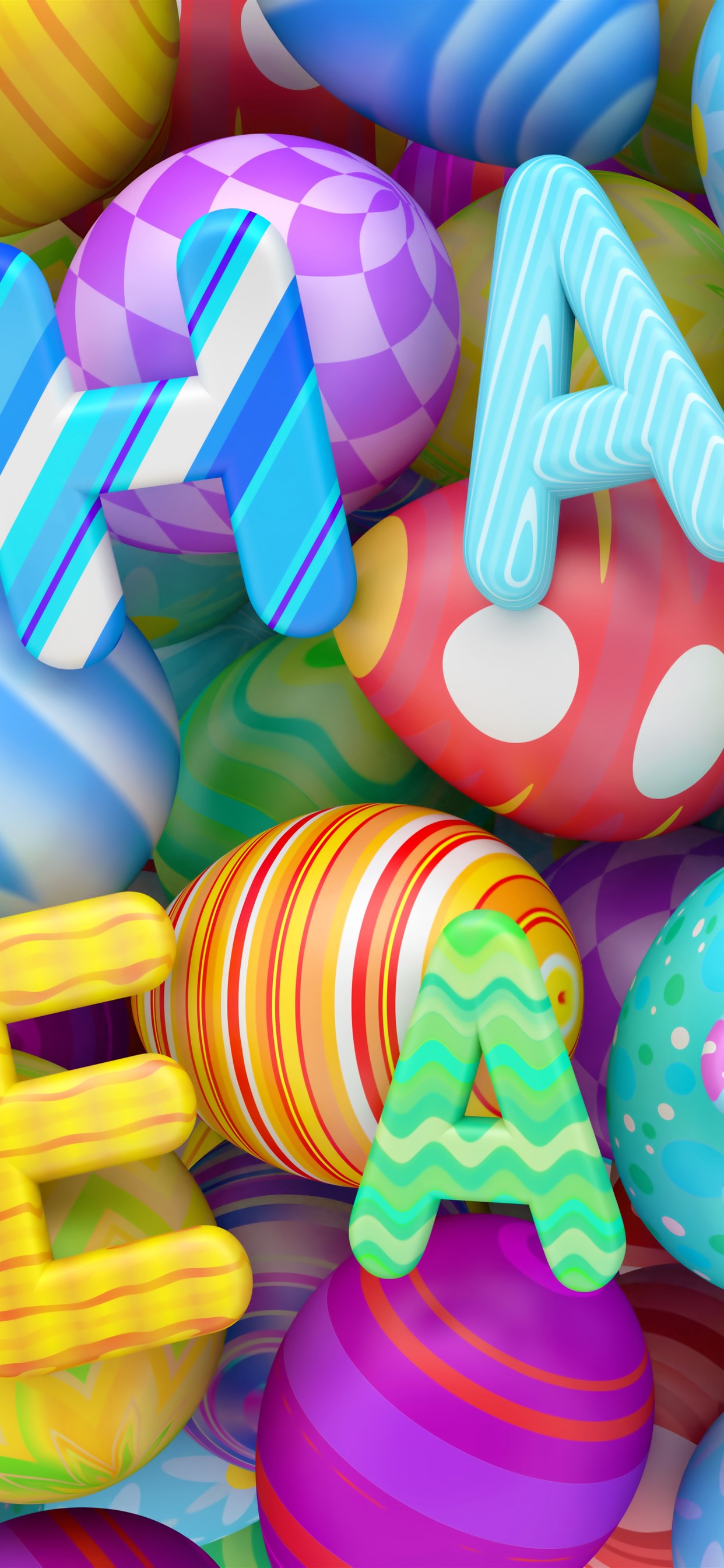Iphone Wallpaper Happy Easter, Colorful Eggs, 3d Design - Easter Eggs -  1242x2688 Wallpaper 