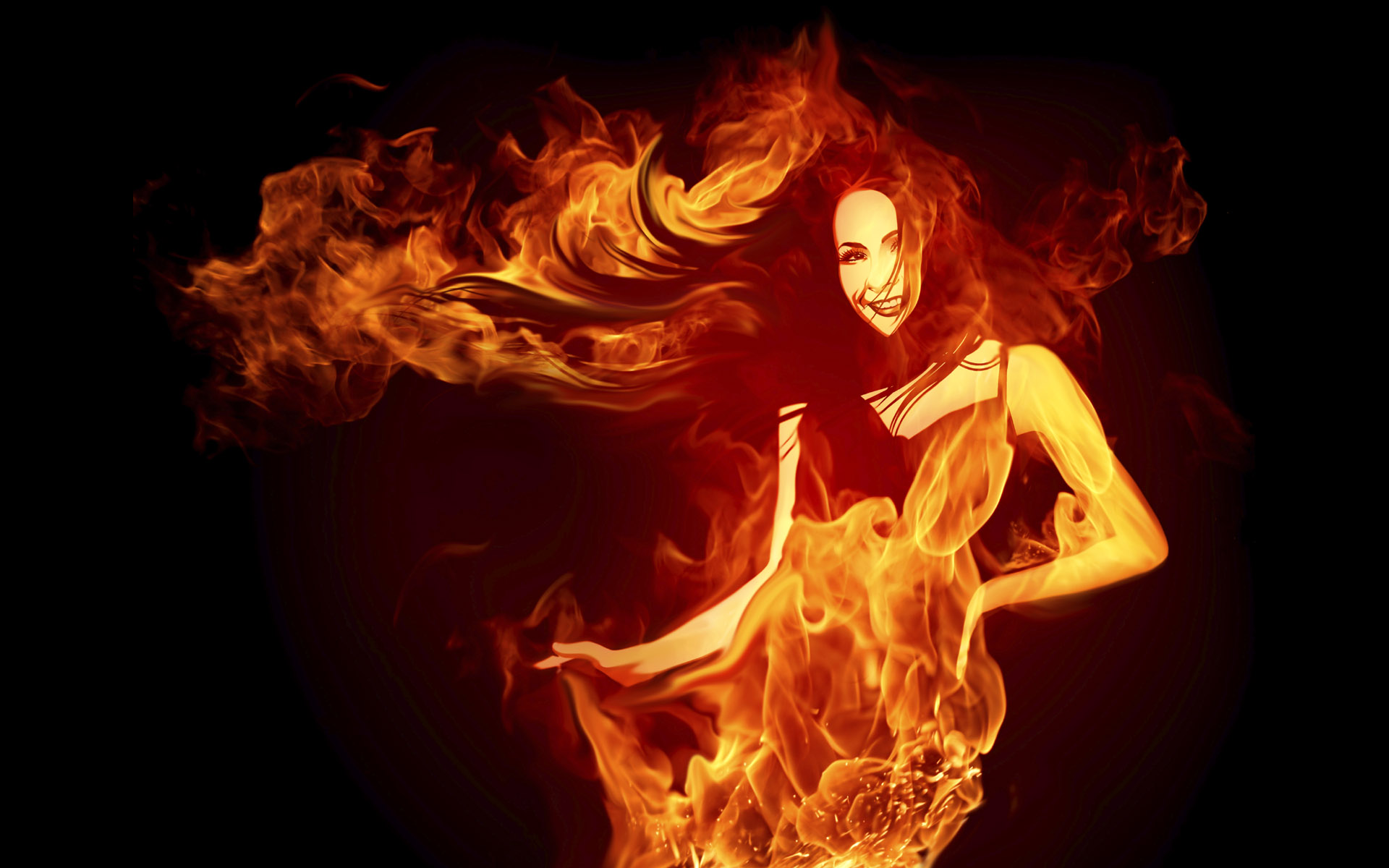 Woman Walking In Fire - HD Wallpaper 