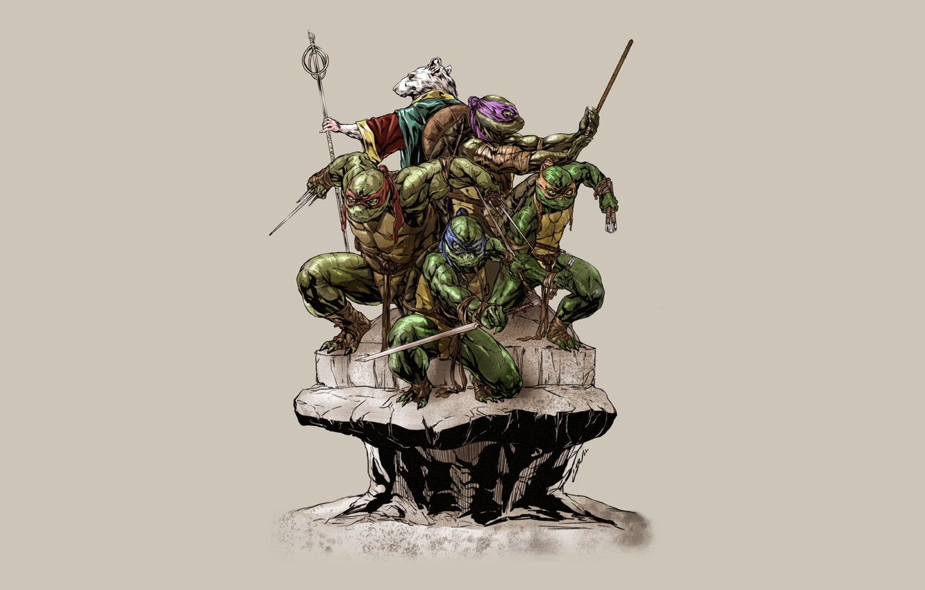 Photo Wallpaper Rafael, Tmnt, Raphael, Leonardo, Donatello, - Raphael Leonardo Donatello Michelangelo Splinter - HD Wallpaper 