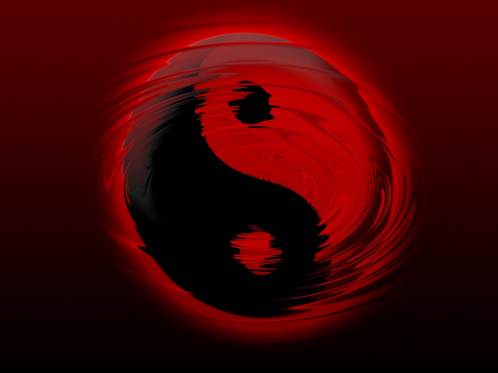Red Black Yin Yang - HD Wallpaper 