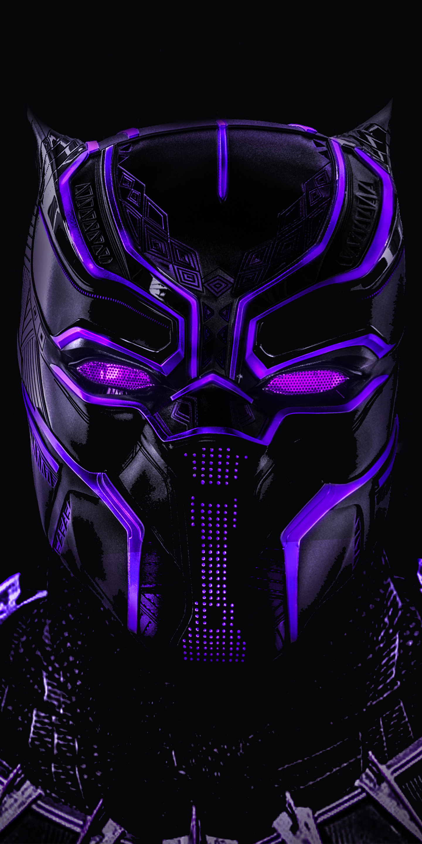  Black  Panther  Superhero Dark  Glowing  Mask Wallpaper  