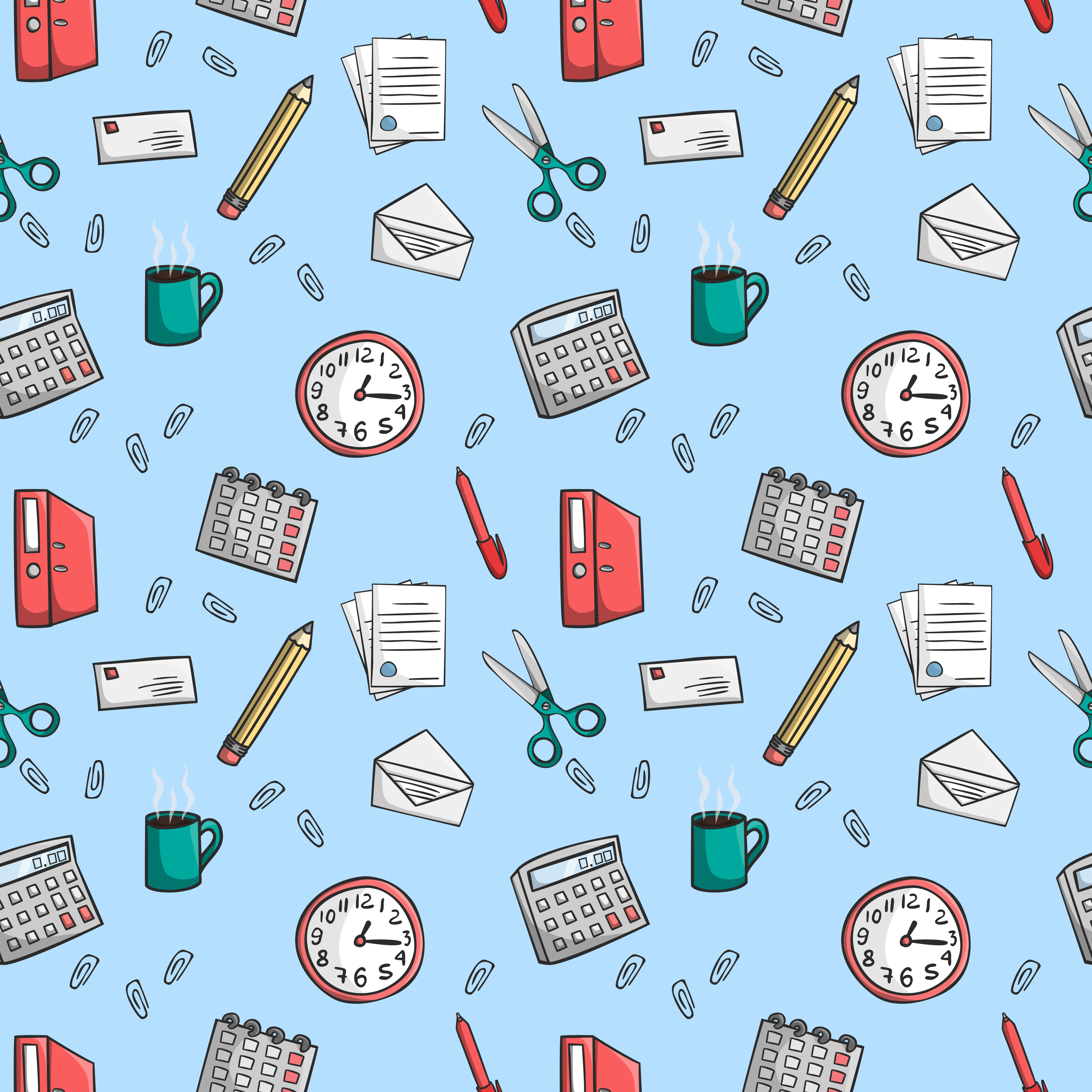 Seamless Office Stationery Pattern Background - HD Wallpaper 
