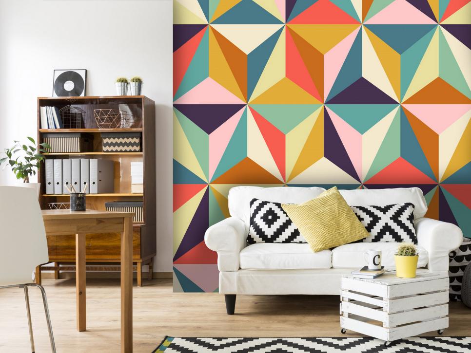 Geometric Wallpaper For Living Room - HD Wallpaper 