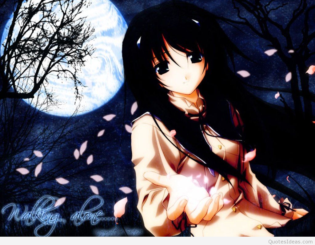 Sad Love Anime Wallpaper Hd - Walk Lonely Alone Gif Anime - HD Wallpaper 