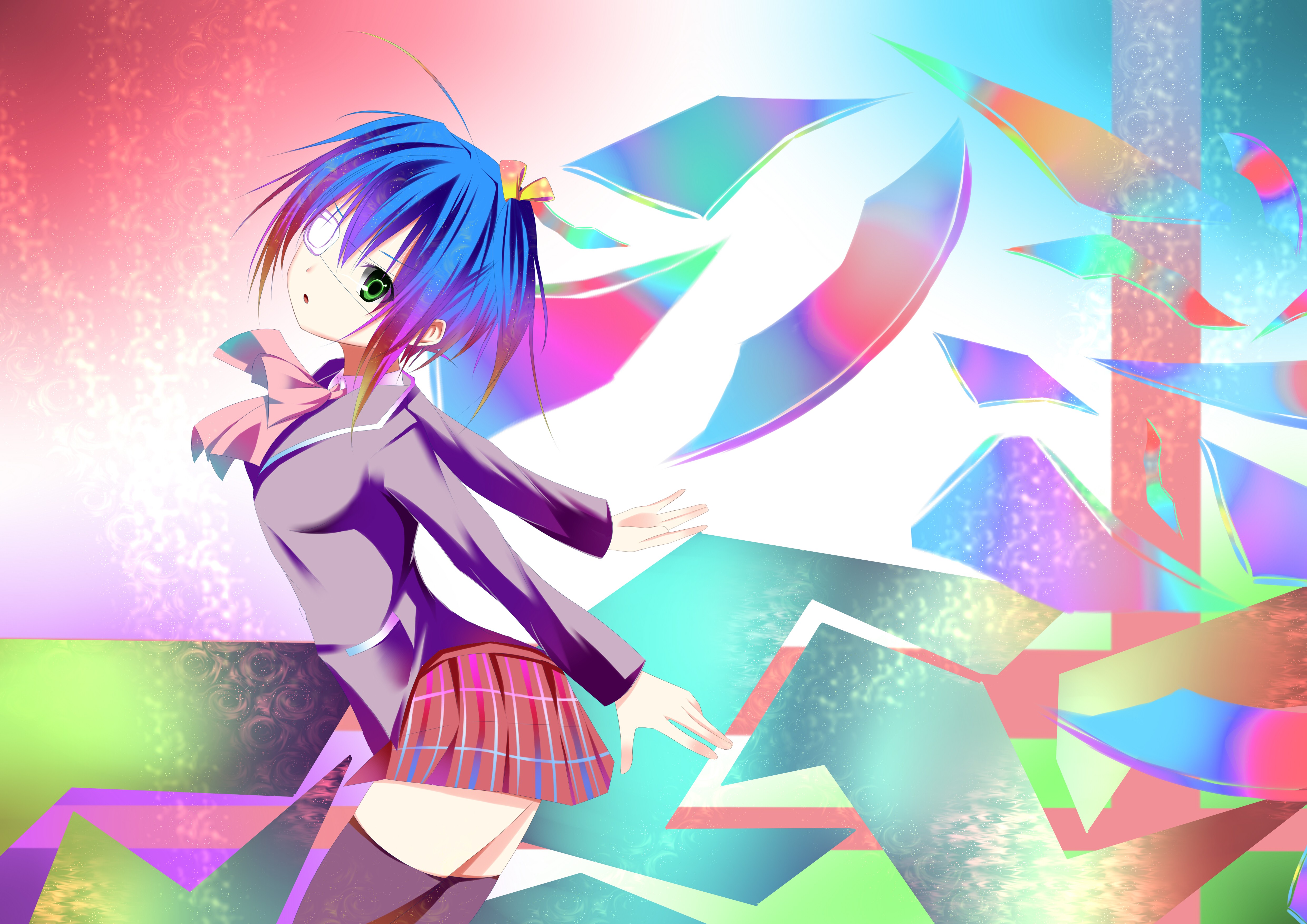 Colorful Takanashi Rikka - Love Chunibyo & Other Delusions Background - HD Wallpaper 