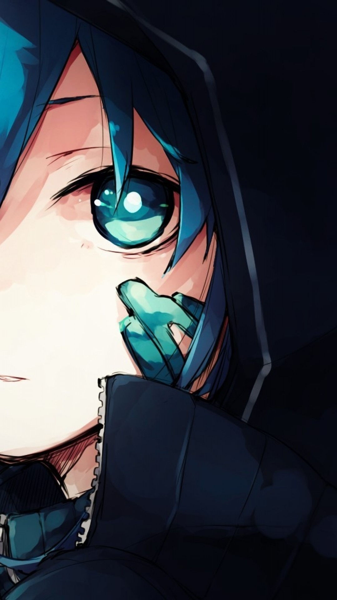 Anime Girl, Hoodie, Blue Hair, Close-up - Hoodie Blue Anime Boy - HD Wallpaper 