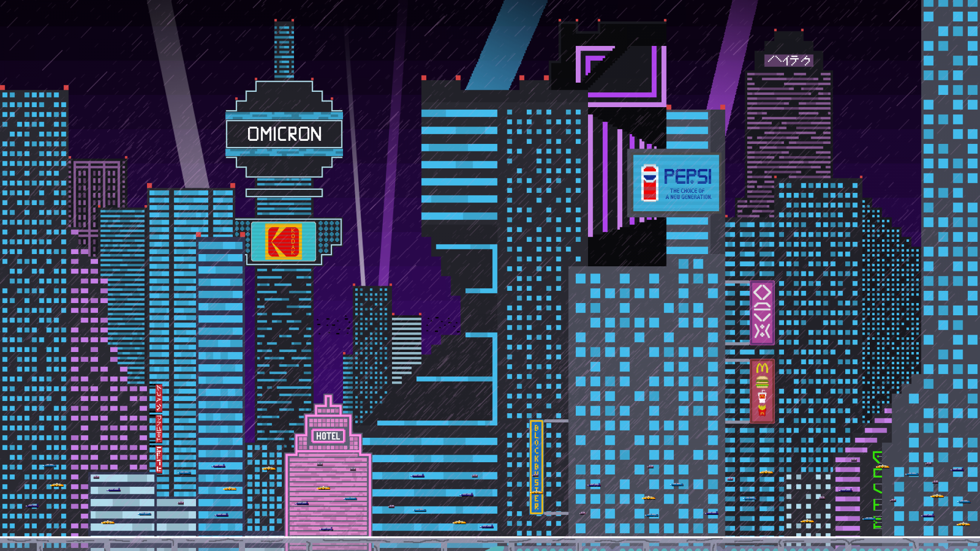 Pixel Art Skyscrapers Cityscape Urban Lights Cyberpunk Pixel Art 19x1080 Wallpaper Teahub Io