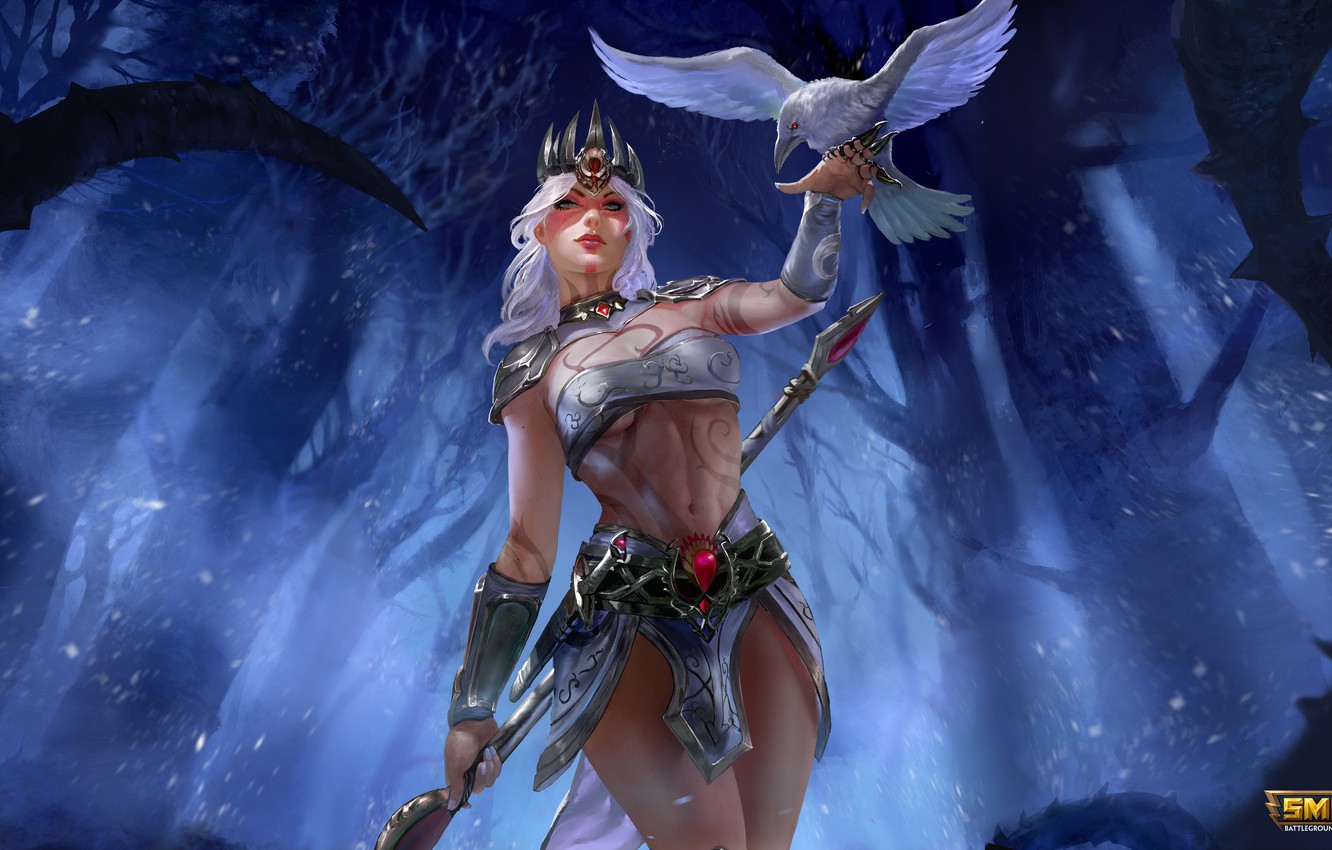 Photo Wallpaper Girl, Mag, Raven, Morrigan, Moba, Smite, - Smite Morrigan Pale Raven - HD Wallpaper 