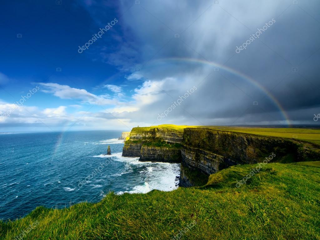 Cliffs Of Moher Rainbow - HD Wallpaper 