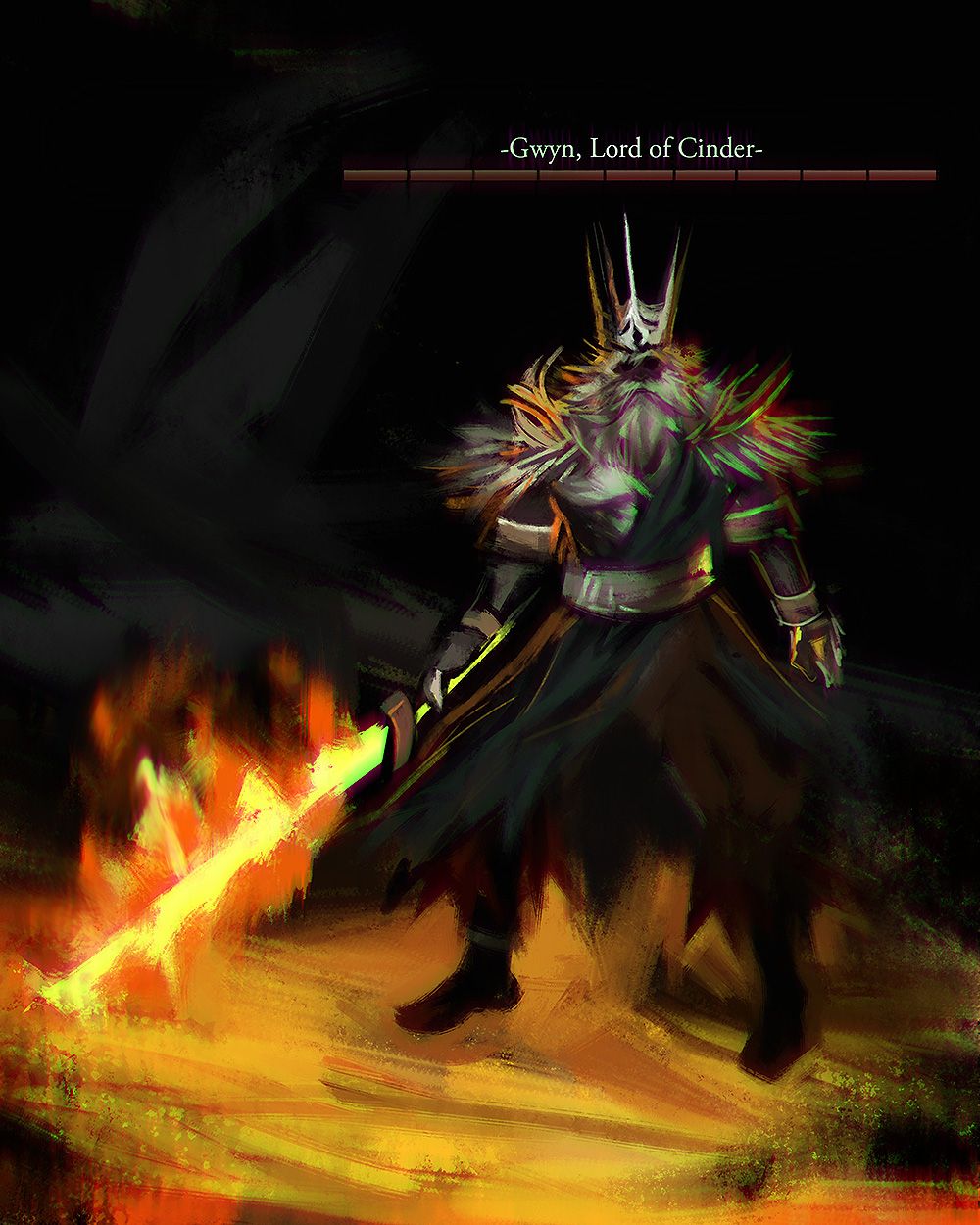 Dark Souls Gwyn Lord Of Cinder Fanart - HD Wallpaper 