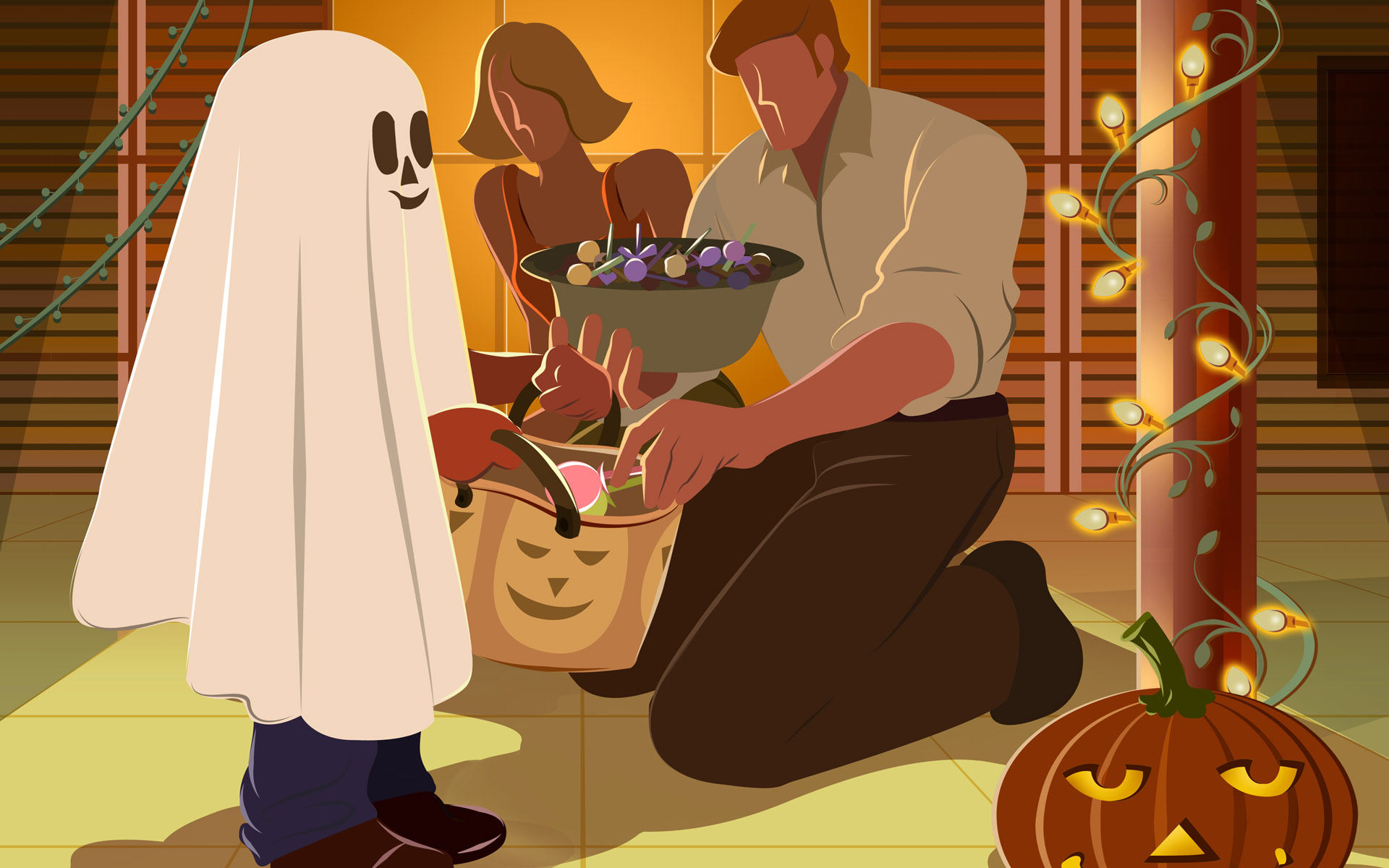 Trick Or Treat Illustration - HD Wallpaper 