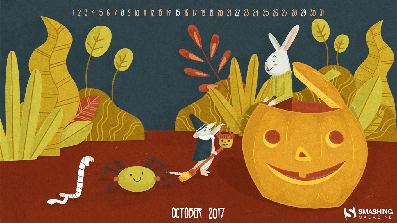Trick Or Treat-october 2017 Calendar Wallpaper2017 - Wallpaper - HD Wallpaper 
