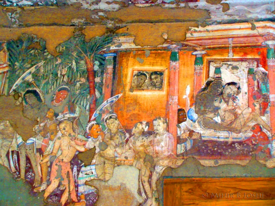 Ajanta Caves,cave World Heritage Site - Ajanta Cave 17 Paintings - HD Wallpaper 