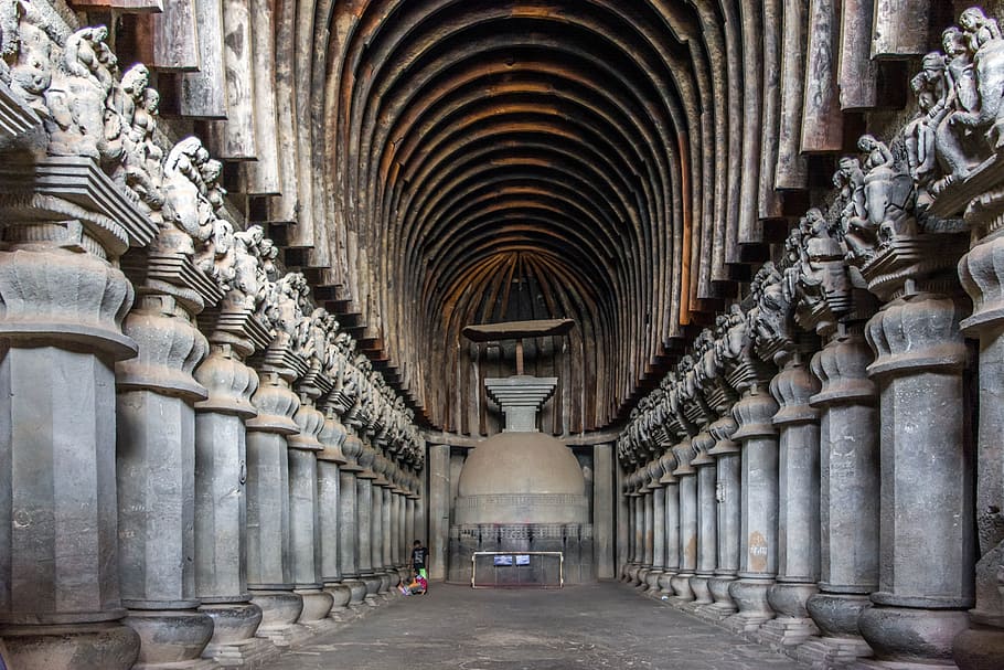 Architectural Photography Of Temple, Cave, Buddhist, - Karla Caves - HD Wallpaper 
