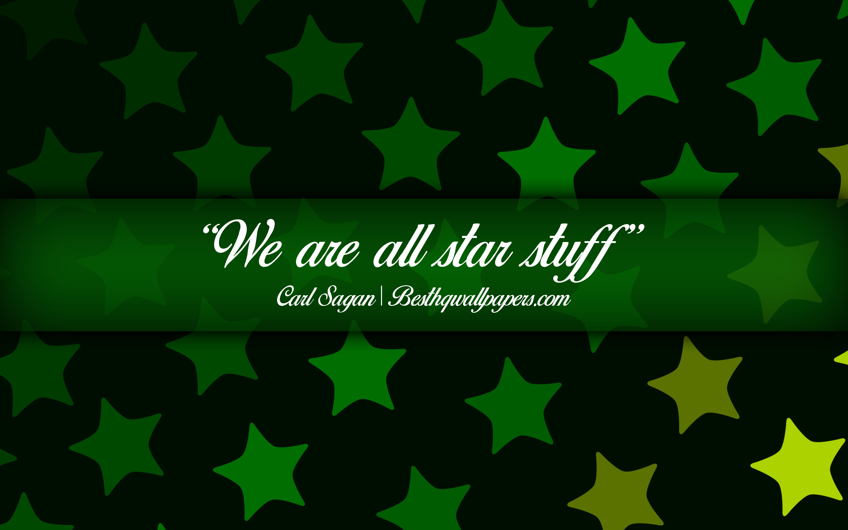 We Are All Star Stuff, Carl Sagan, Calligraphic Text, - Green Stars - HD Wallpaper 