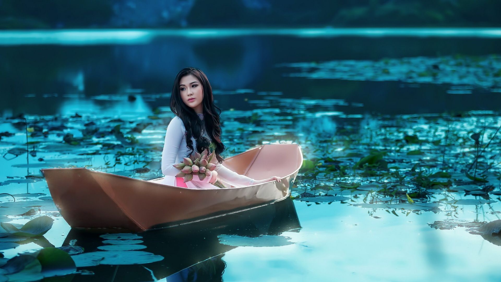 1920x1080, 15 Vietnam Hd Wallpapers - Asian Girl On Boat - HD Wallpaper 