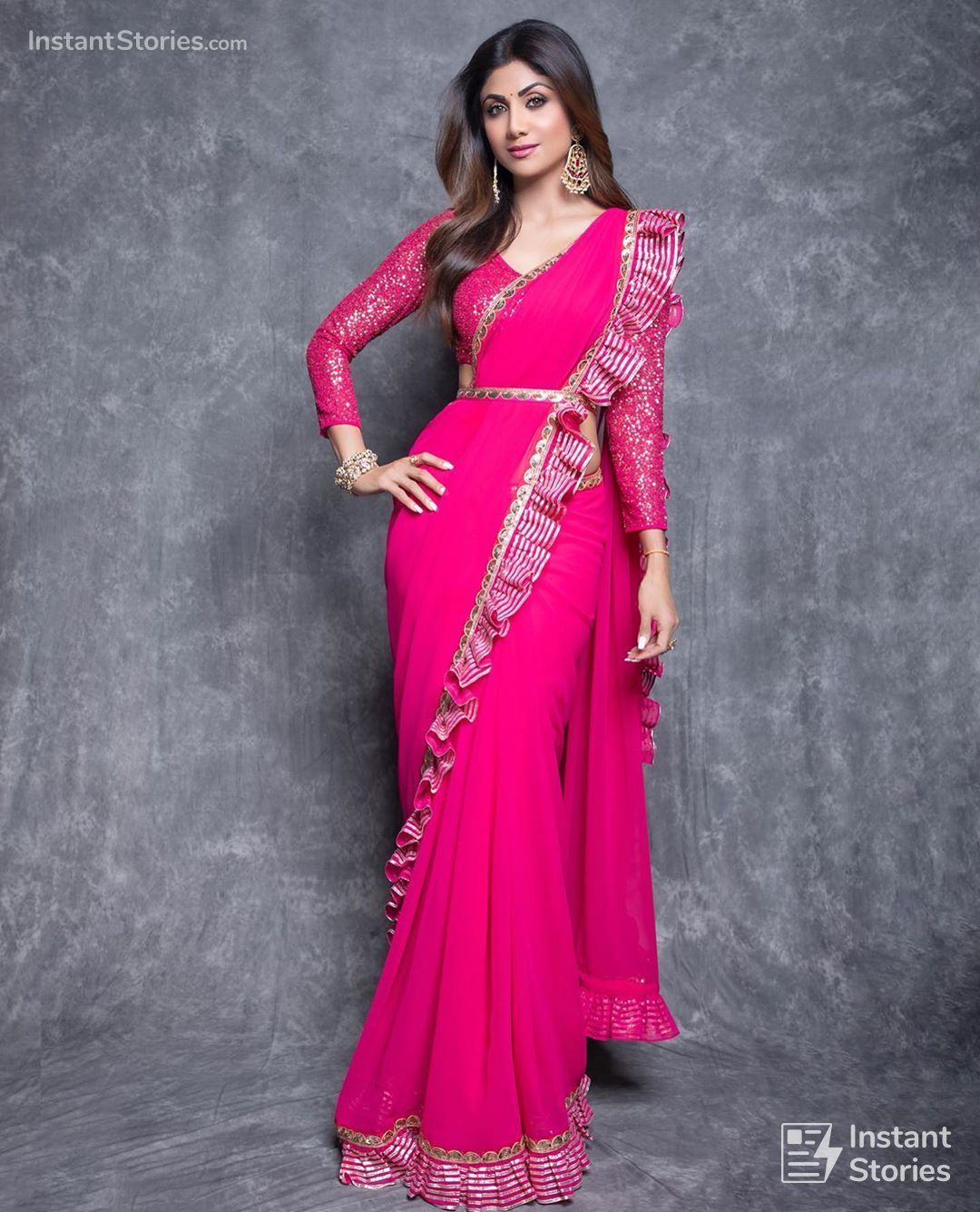 Shilpa Shetty Latest Hot Hd Photos/wallpapers (6054) - Saree With Belt Shilpa Shetty - HD Wallpaper 