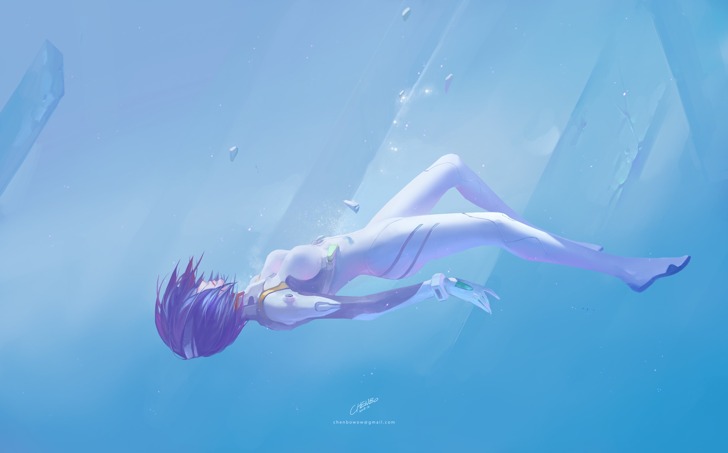 Ayanami Rei Bodysuit Chenbo Neon Genesis Evangelion - Anime Girl Under Water - HD Wallpaper 