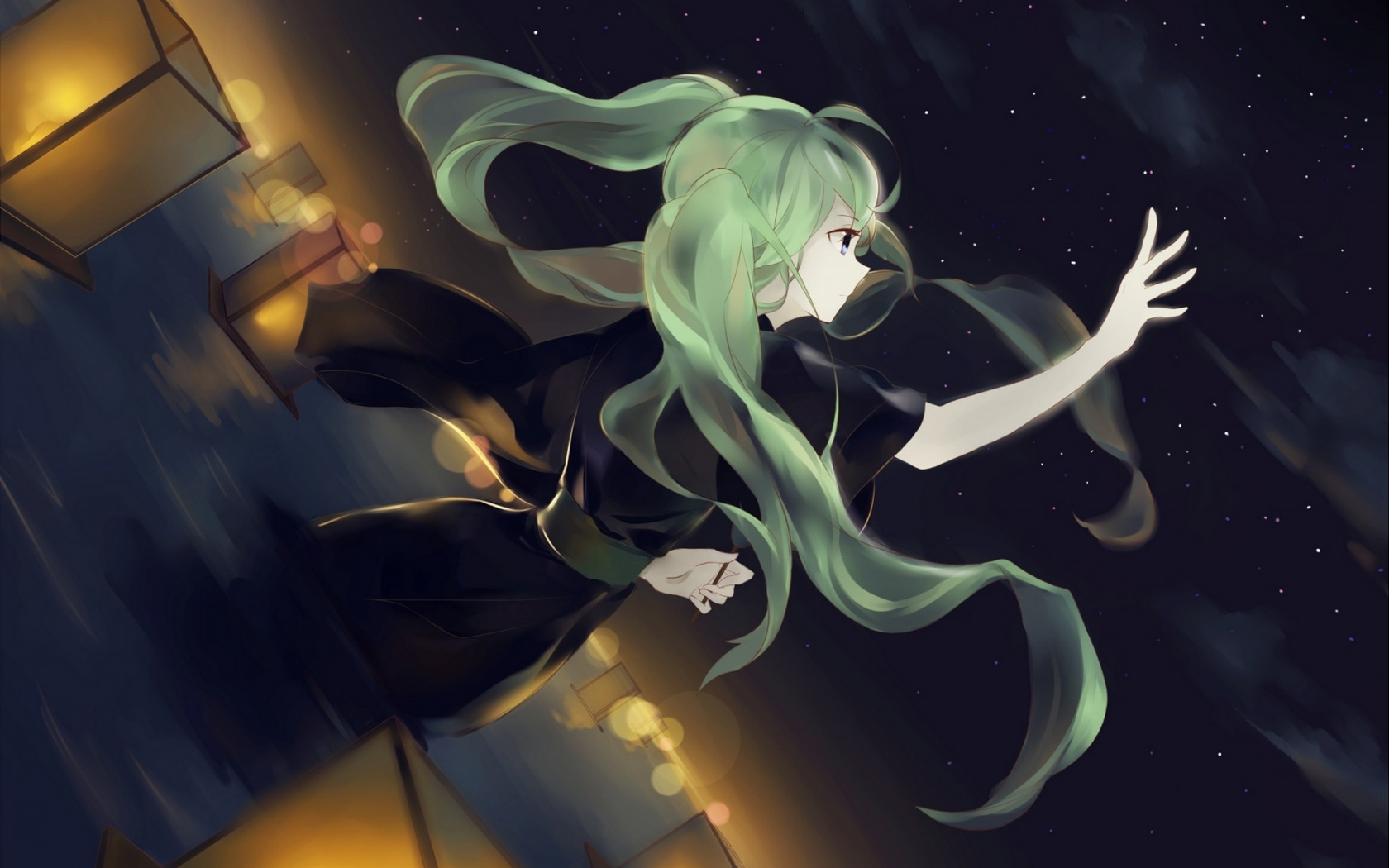 Anime Lanterns Night Sky - HD Wallpaper 