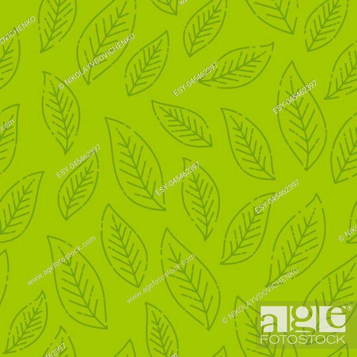 Seamless Stylized Green Leaf Pattern - Gare Do Oriente - HD Wallpaper 