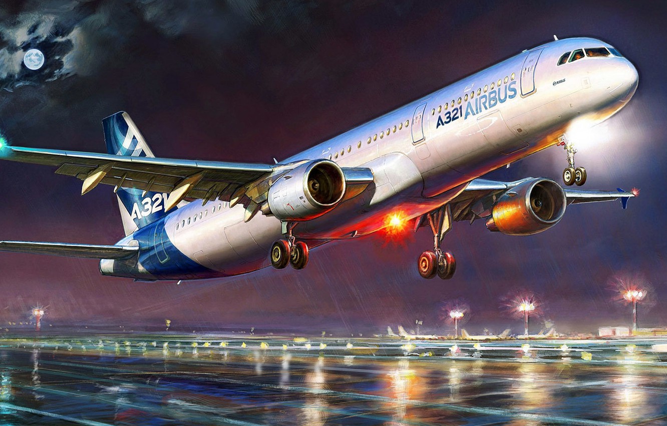 Photo Wallpaper Figure, Art, Airbus, Zhirnov, Single-aisle - Airbus A321 - HD Wallpaper 