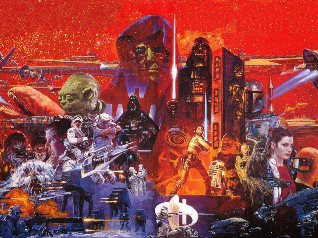 Star Wars Wallpaper - Star Wars Original Trilogy Art - HD Wallpaper 