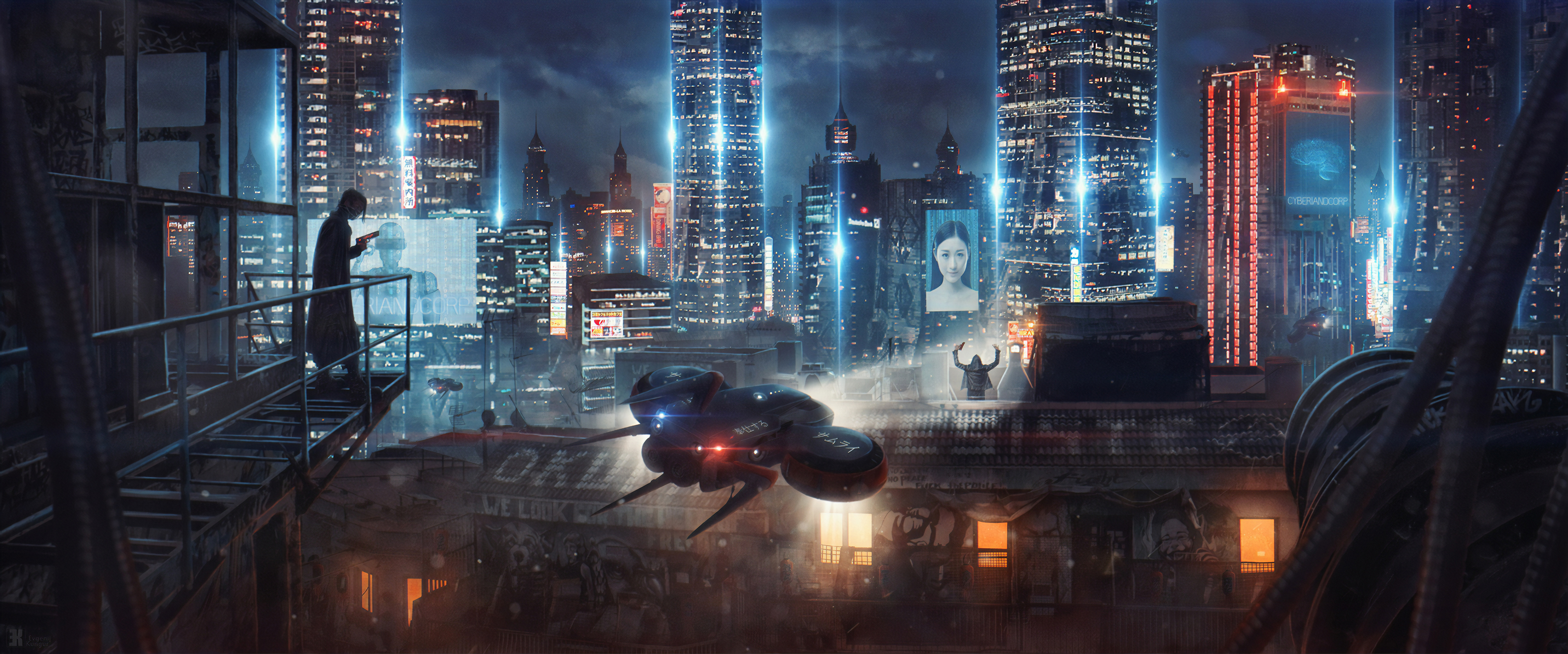 Sci Fi Cyberpunk City - HD Wallpaper 