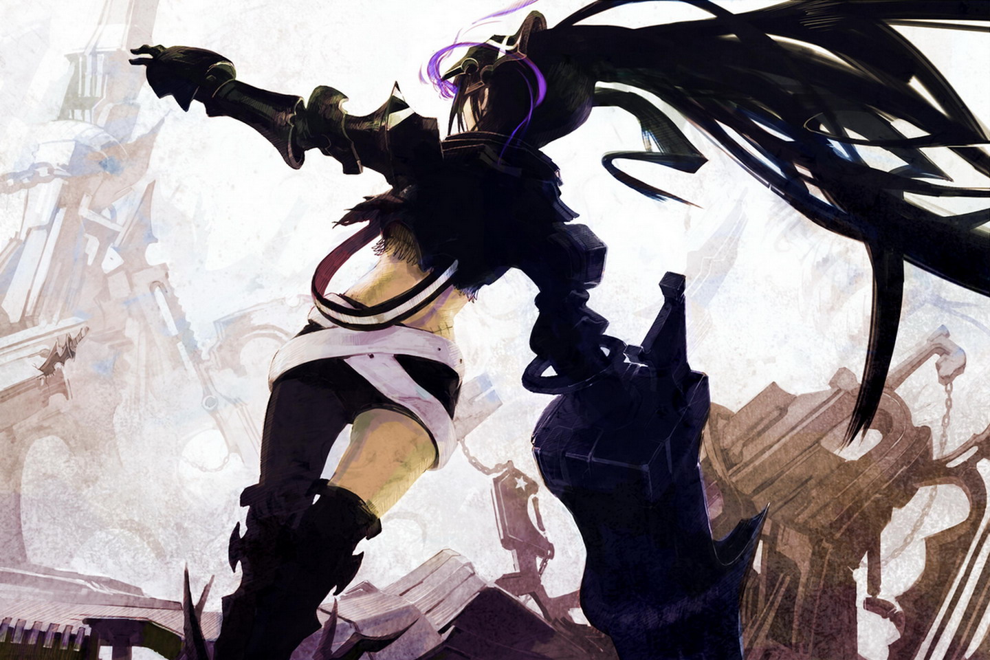 Black Rock Shooter Behind - HD Wallpaper 