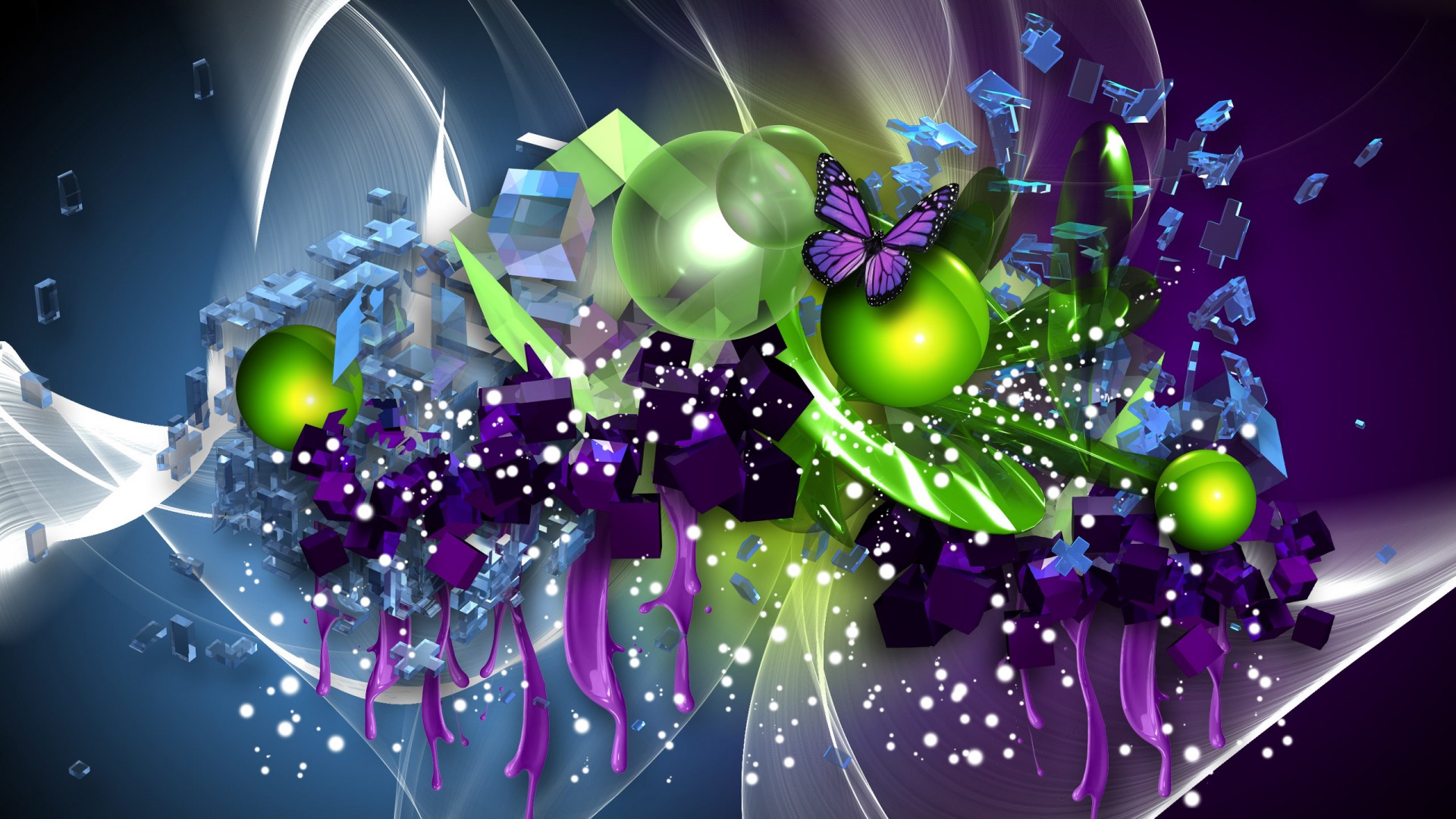 Green And Purple Butterfly Background - HD Wallpaper 
