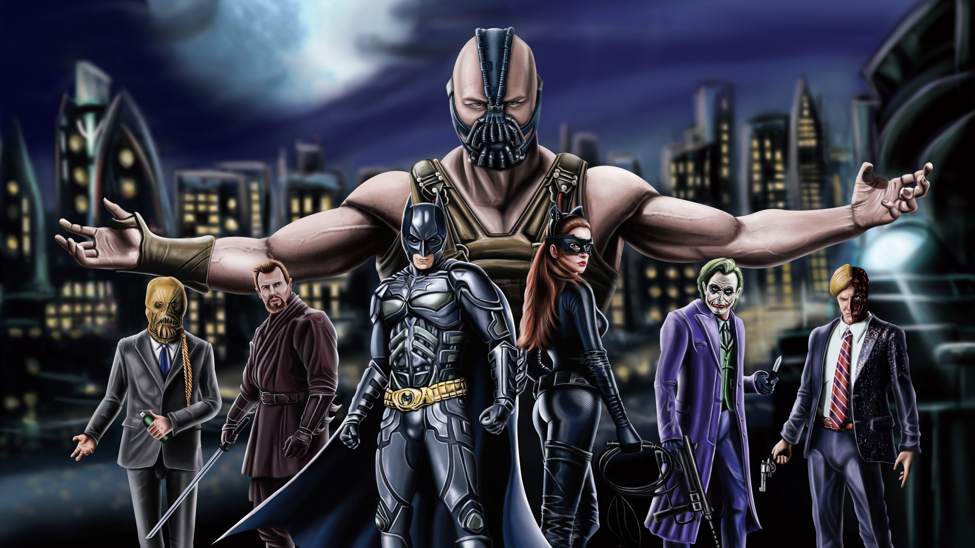 Dark Knight Trilogy Art - HD Wallpaper 