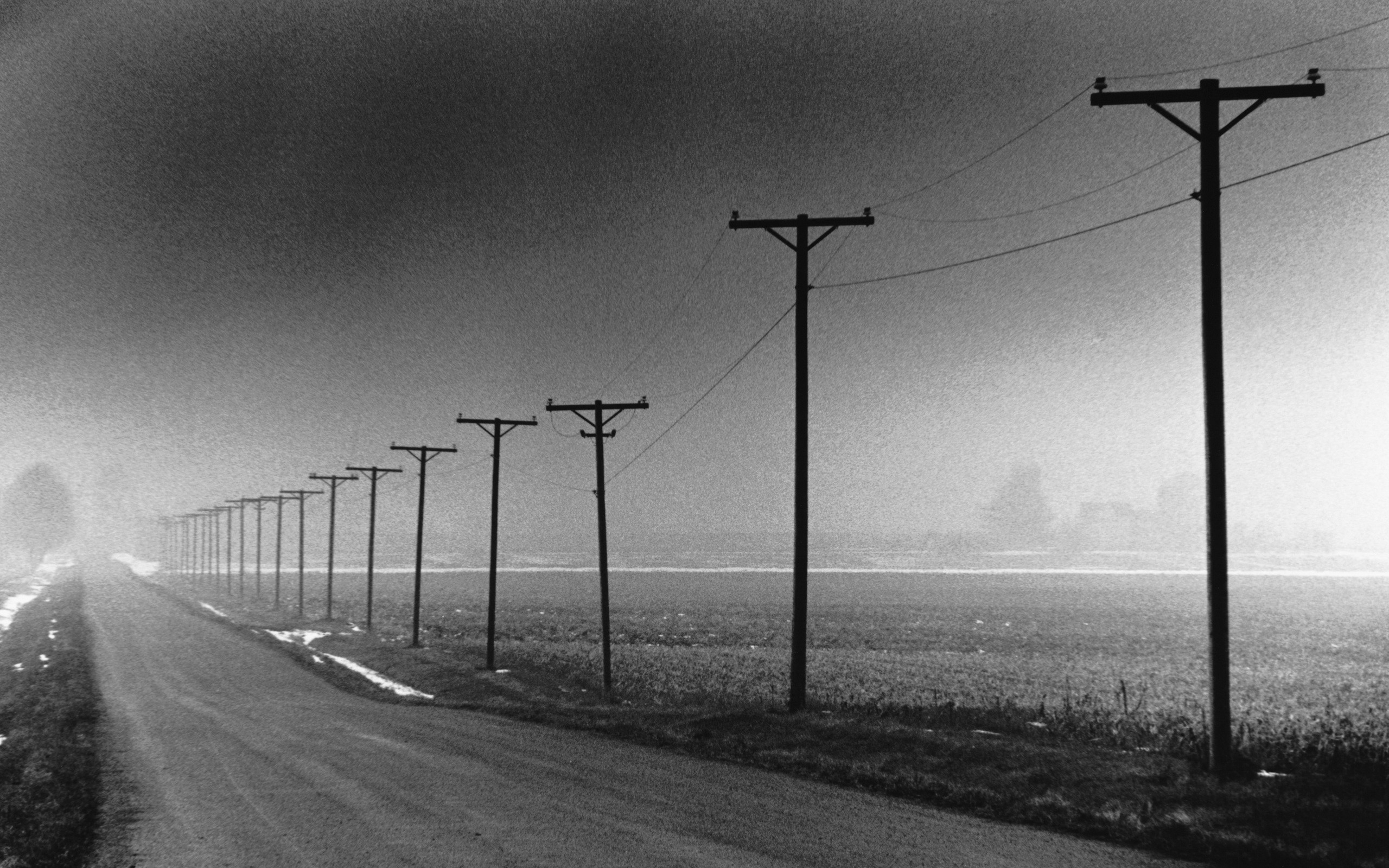 Harsh Winter Road Wallpapers Travel Wallpapers Gallery - Black And White Power Lines - HD Wallpaper 