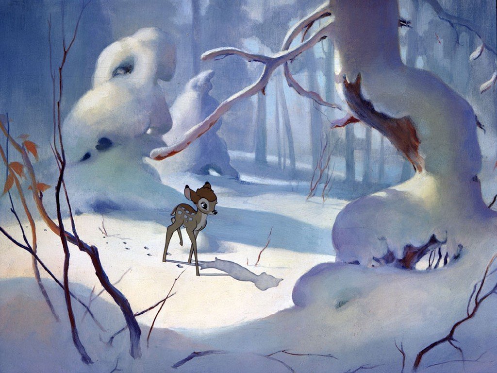 Bambi Dans La Neige - HD Wallpaper 