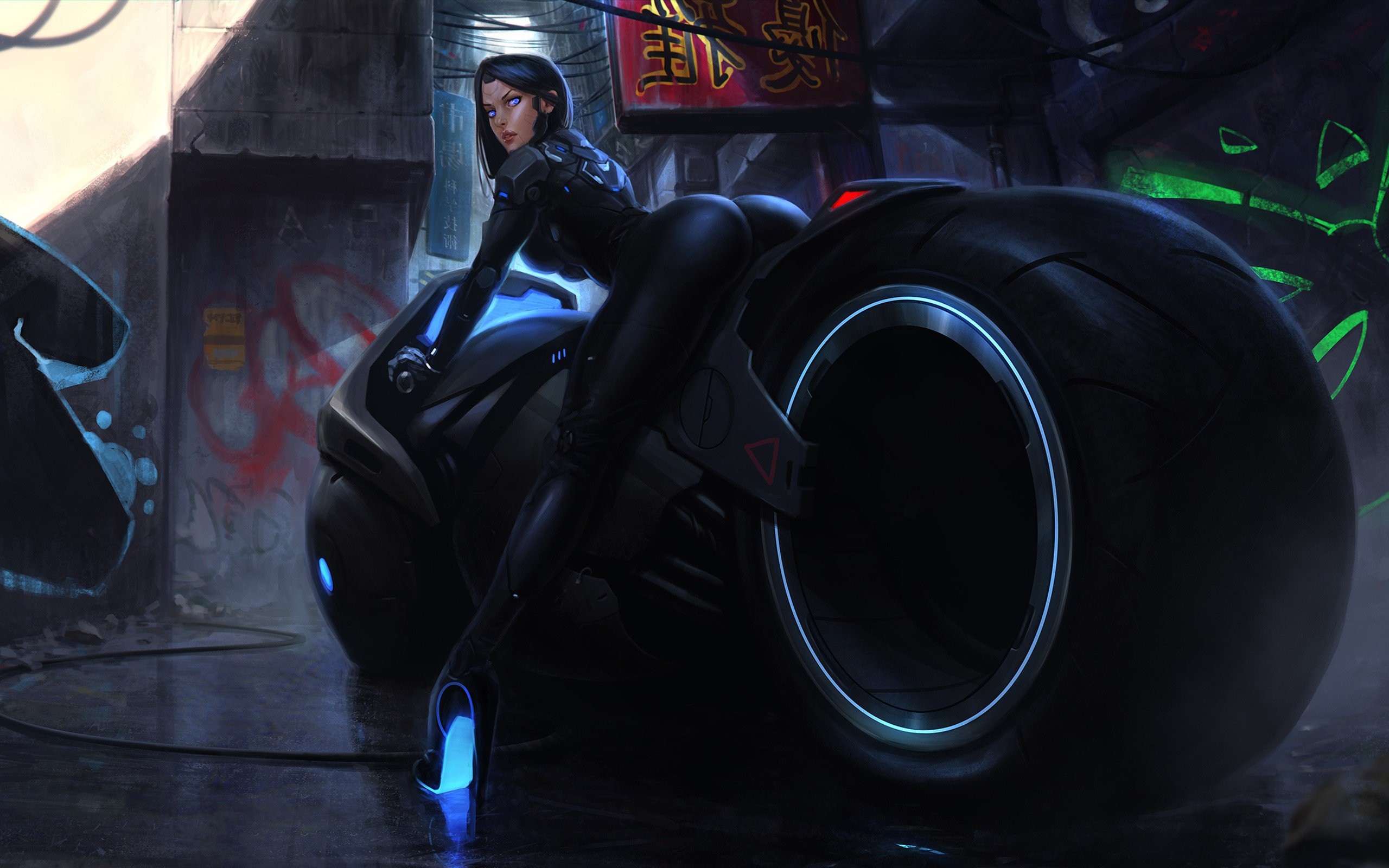 Tron Bike Anime Girl - HD Wallpaper 