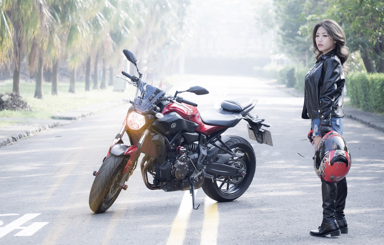 Photo Wallpaper Girl, Style, Bike - Girls On Motorcycles - HD Wallpaper 