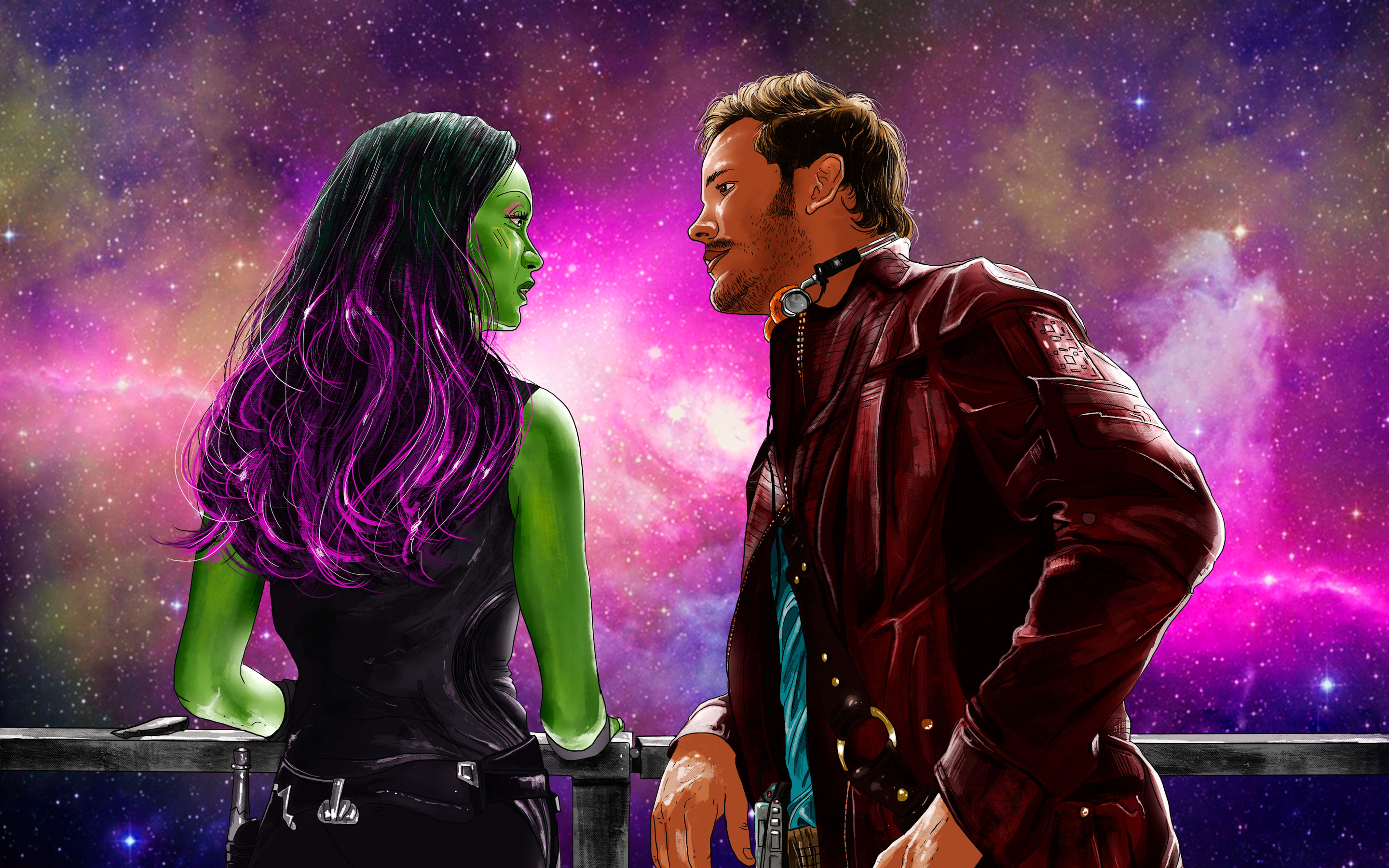 Gamora Y Star Lord - HD Wallpaper 