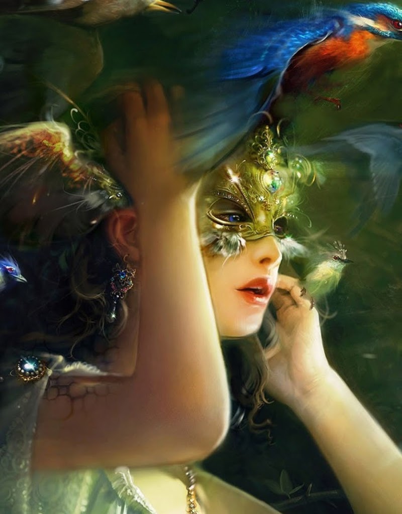 Fantasy Girl With Gold Mask Galaxy Note Hd Wallpaper - Wallpaper - HD Wallpaper 