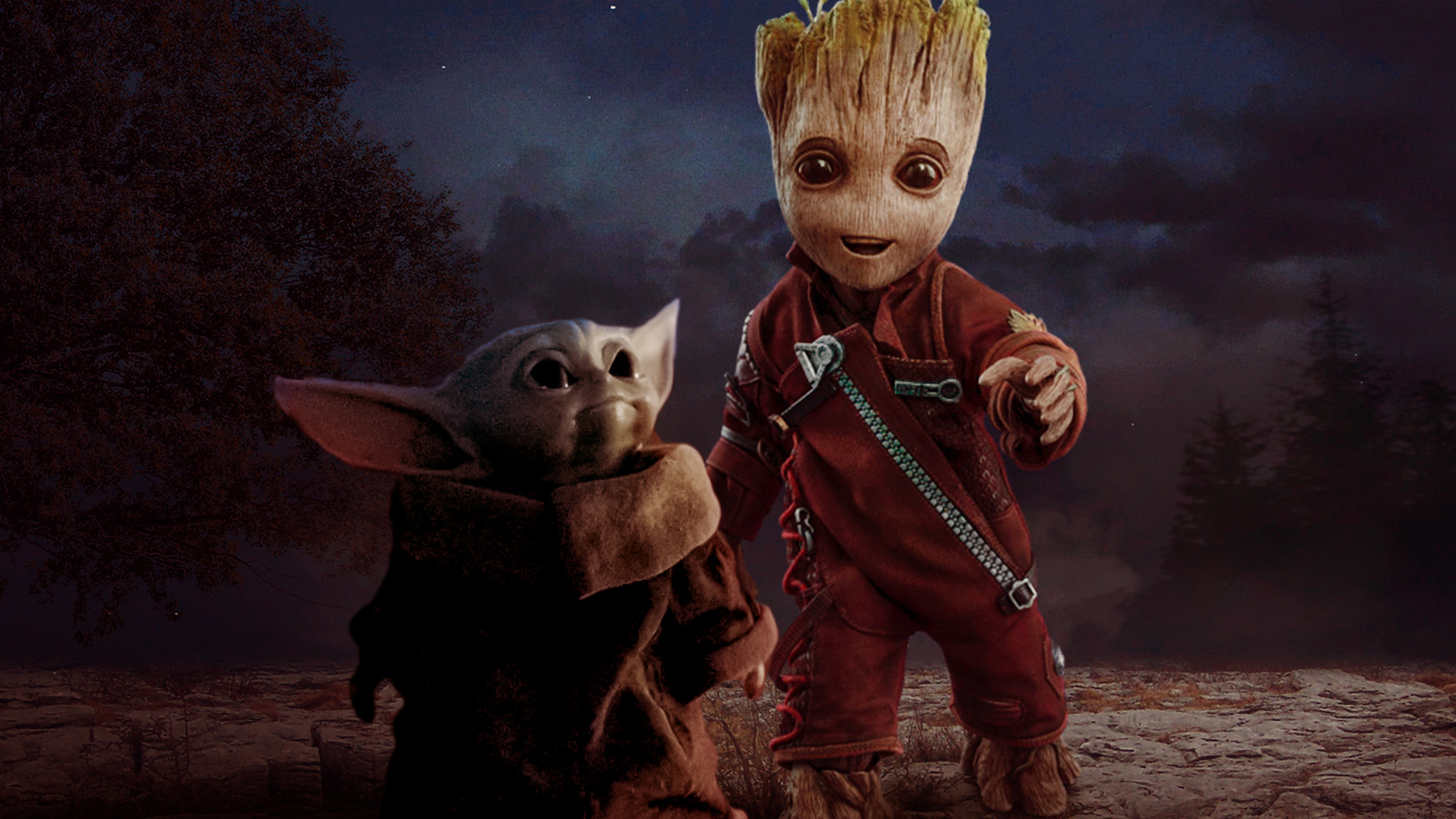 Baby Groot And Baby Yoda - HD Wallpaper 