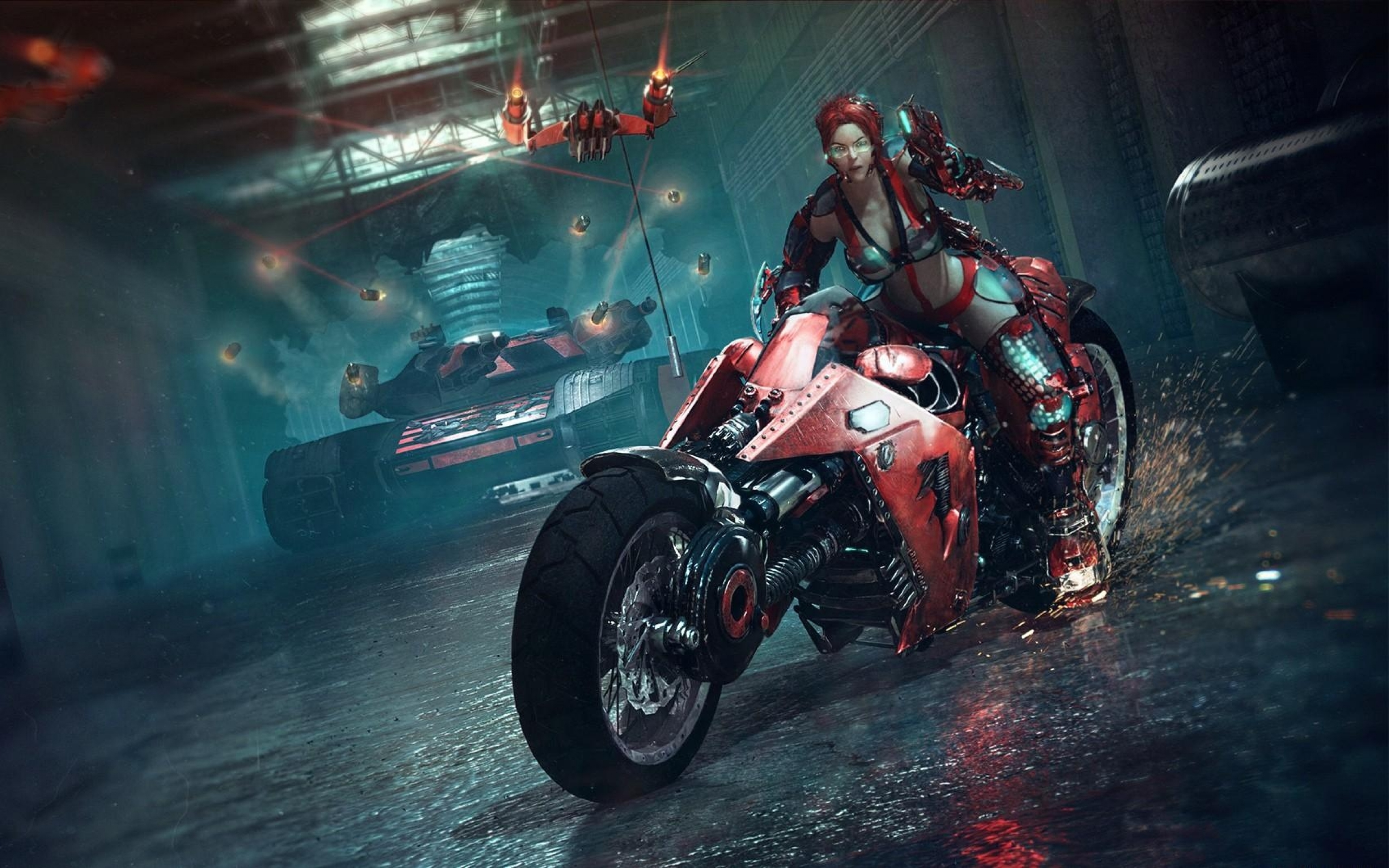 Bike, Girl, Dress - Cyberpunk Wallpaper Motorcycle - HD Wallpaper 