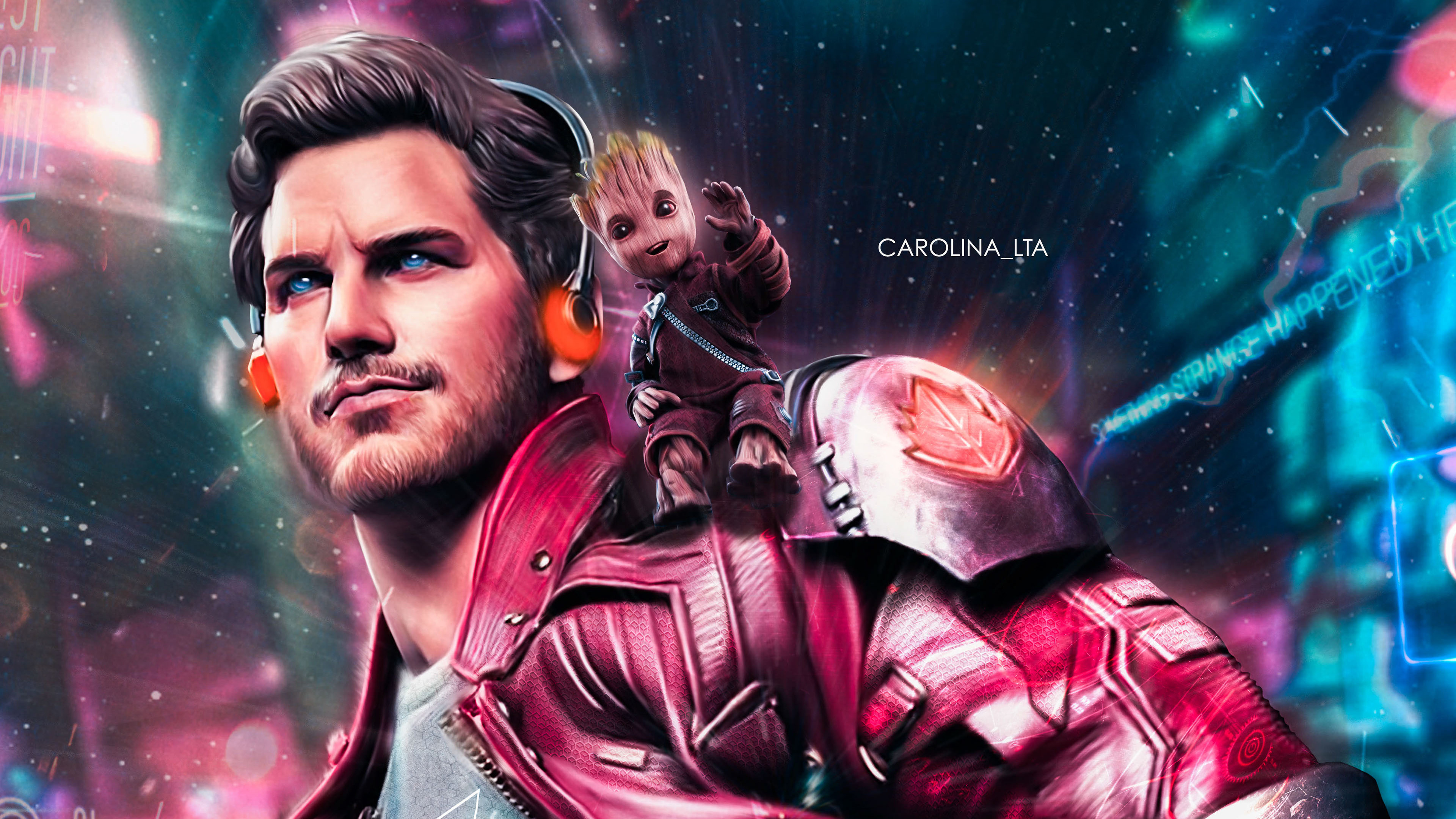 Star Lord And Baby Groot - Star Lord And Groot - HD Wallpaper 