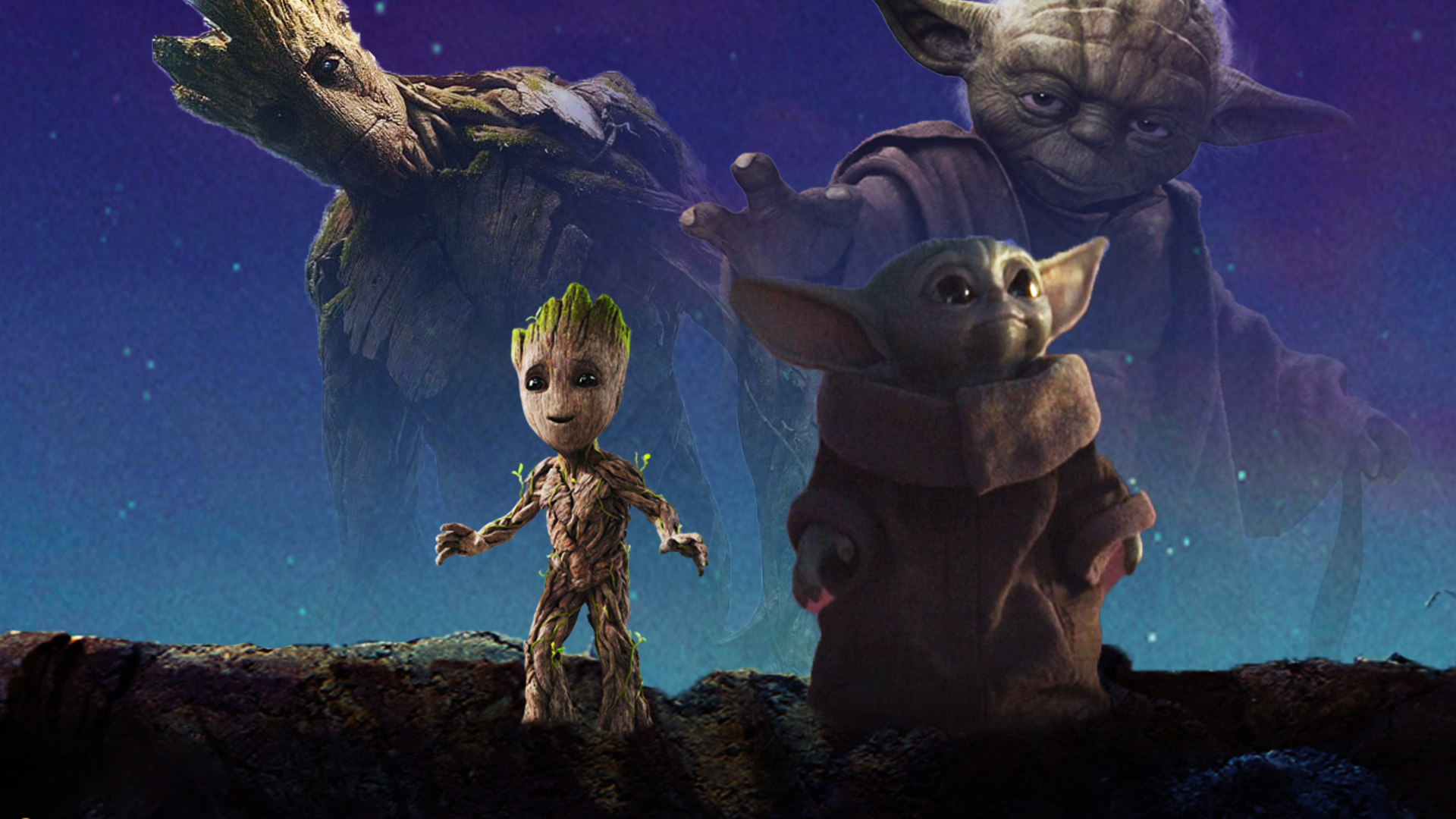 Baby Yoda Wallpapers Baby Yoda And Baby Groot Wallpaper - Baby Yoda And Baby Groot - HD Wallpaper 