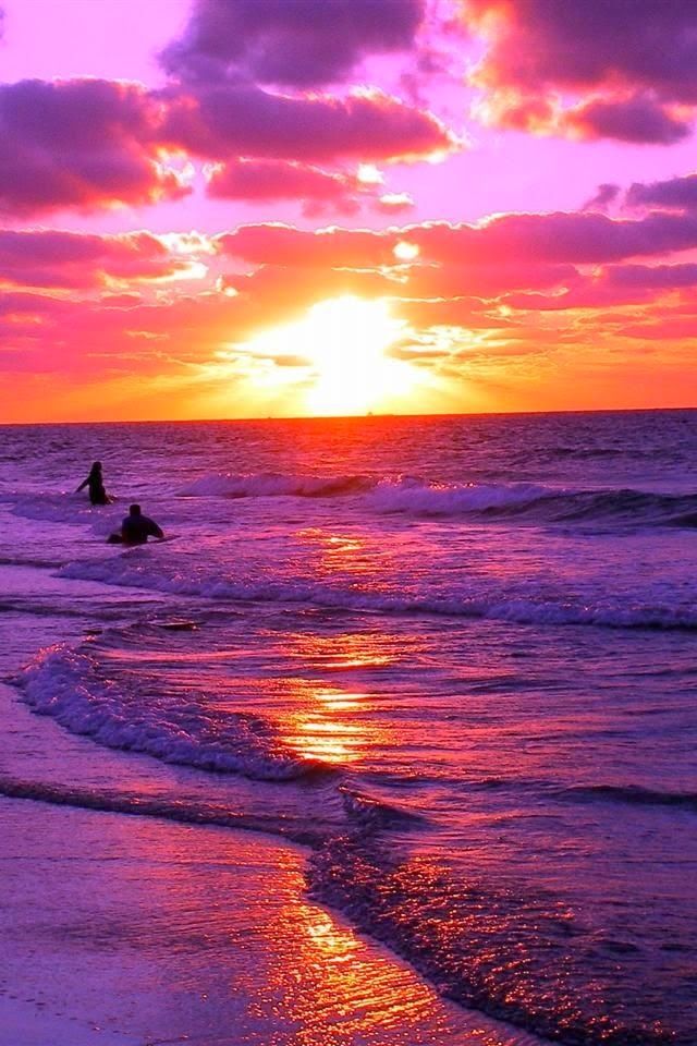 Sun Sets On The Beach - HD Wallpaper 