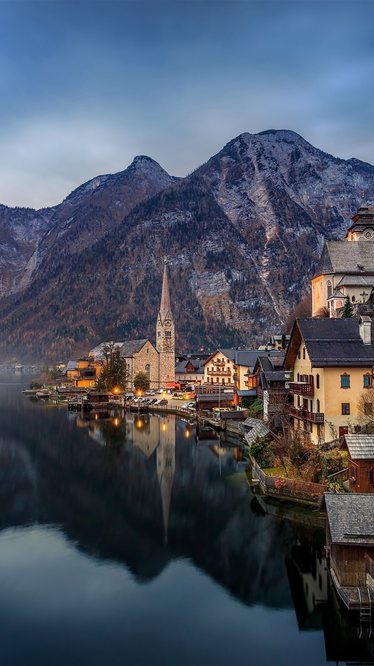 Iphone Wallpaper Beautiful Town, Hallstatt, Austria, - Bad Goisern - HD Wallpaper 